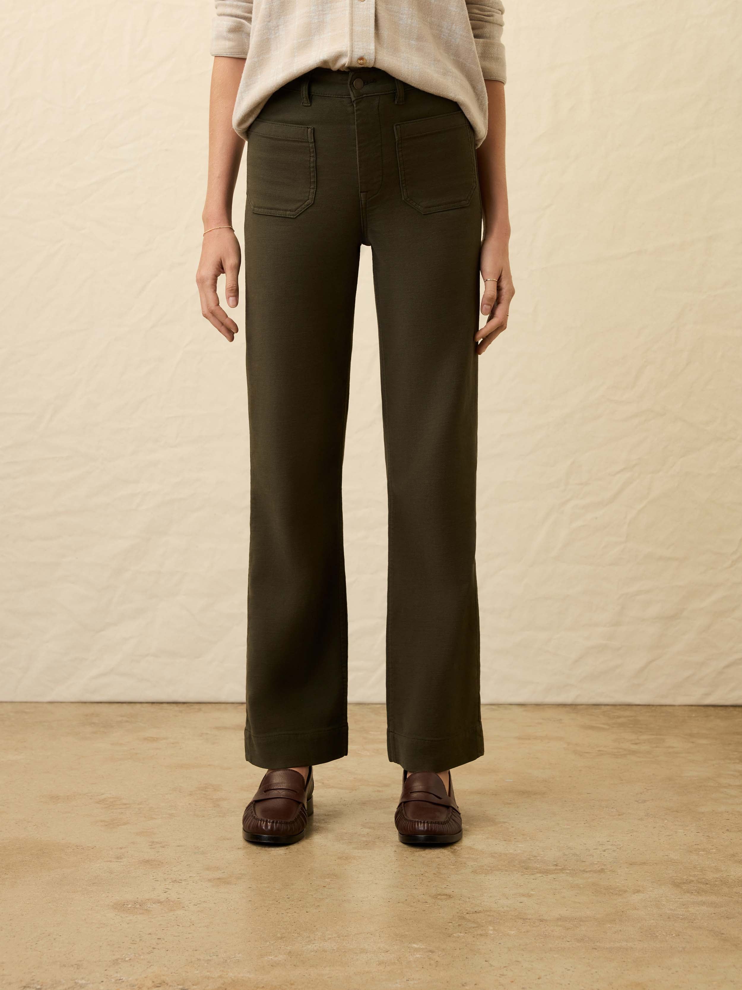 Stretch Terry Patch Pocket Pant - Forest Olive | Faherty Brand