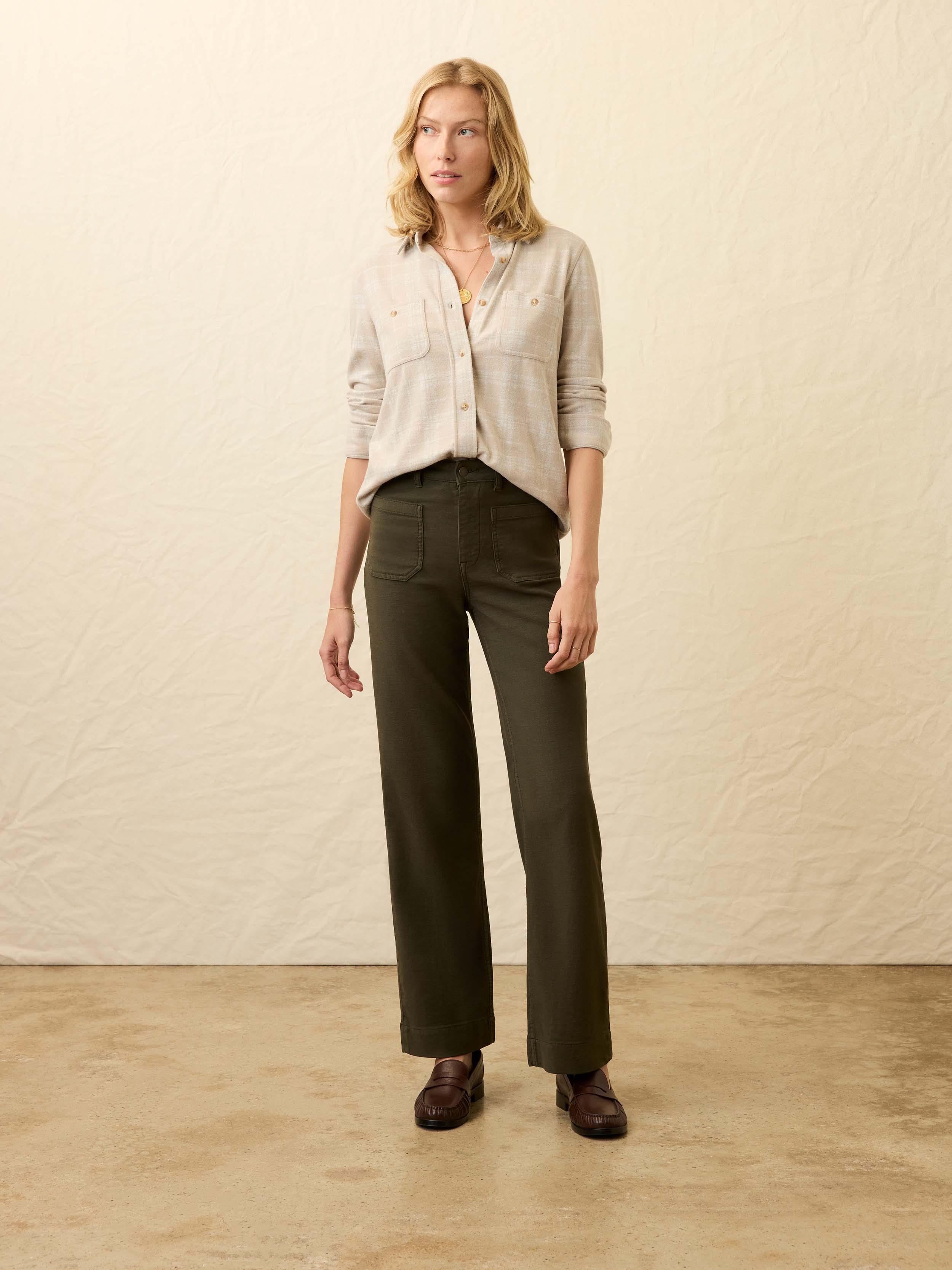 Stretch Terry Patch Pocket Pant - Forest Olive | Faherty Brand