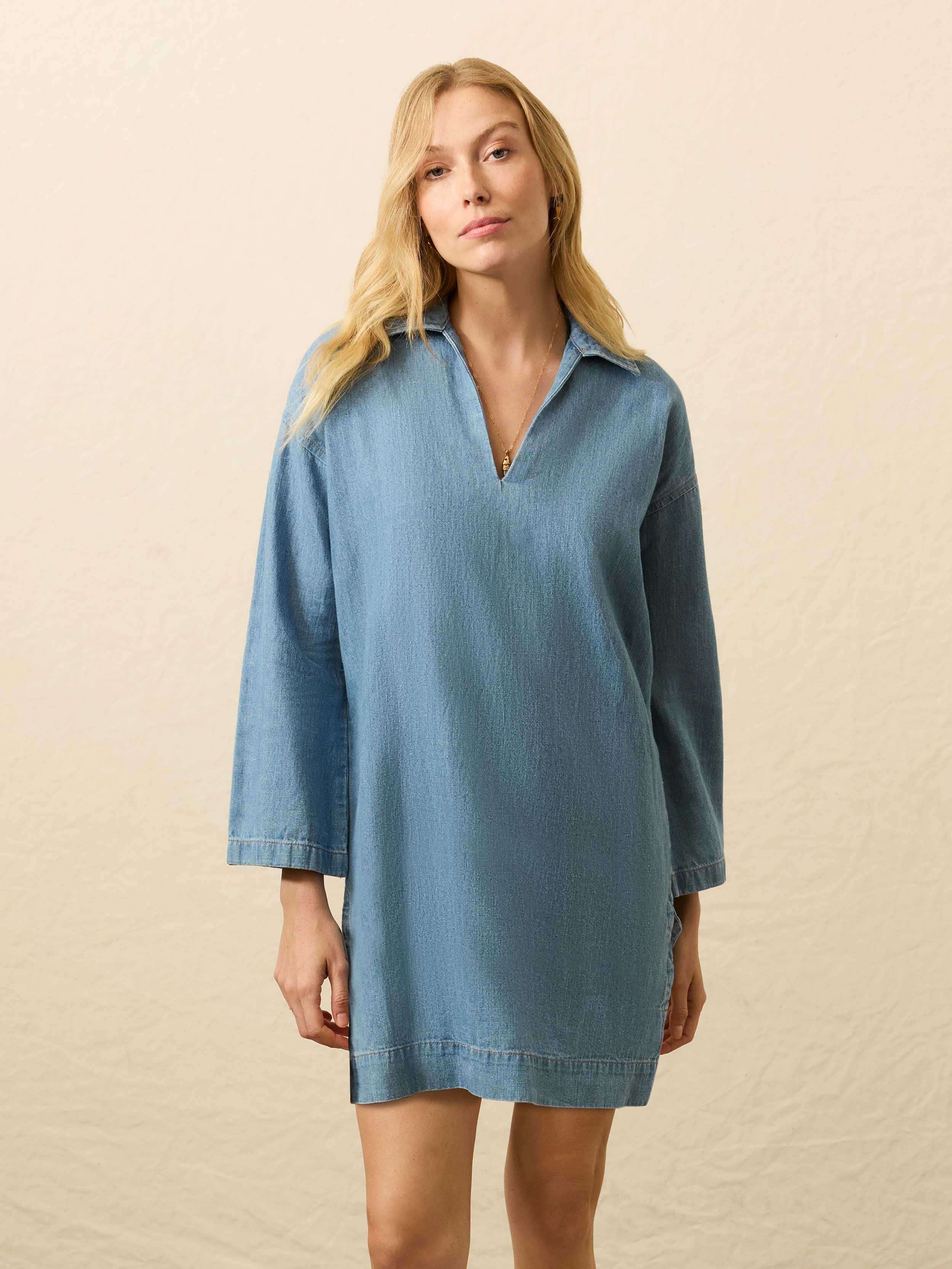 Linen Denim Sail Away Dress - Bluecrest Wash | Faherty Brand