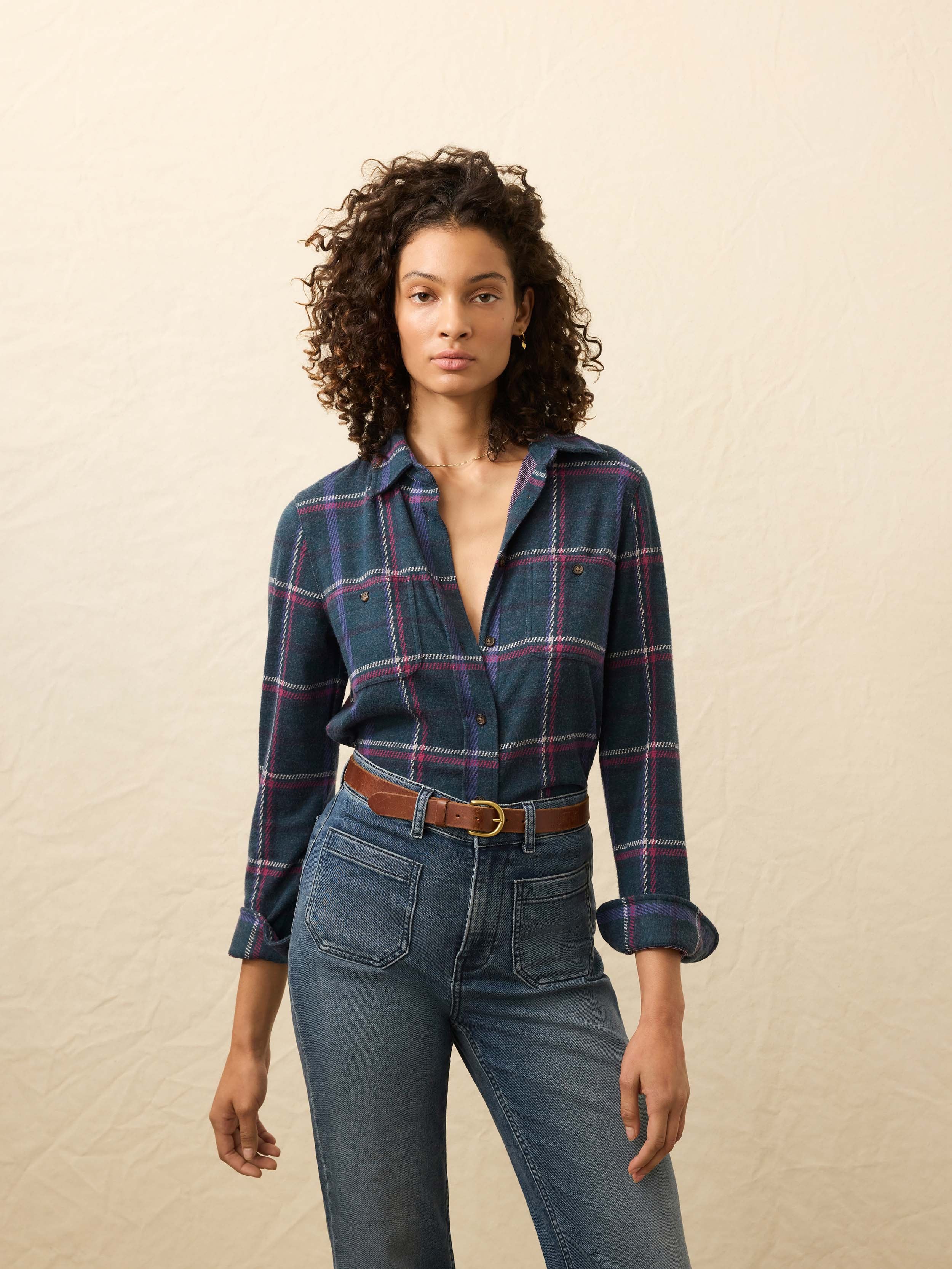 FA25 FAHERTY Womens WKC0001 NLP LegendSweaterShirt NorthernLightsPlaid OM FRONT CROP 1 Web 0fddb277 75be 4d94 a20c 32999106701b
