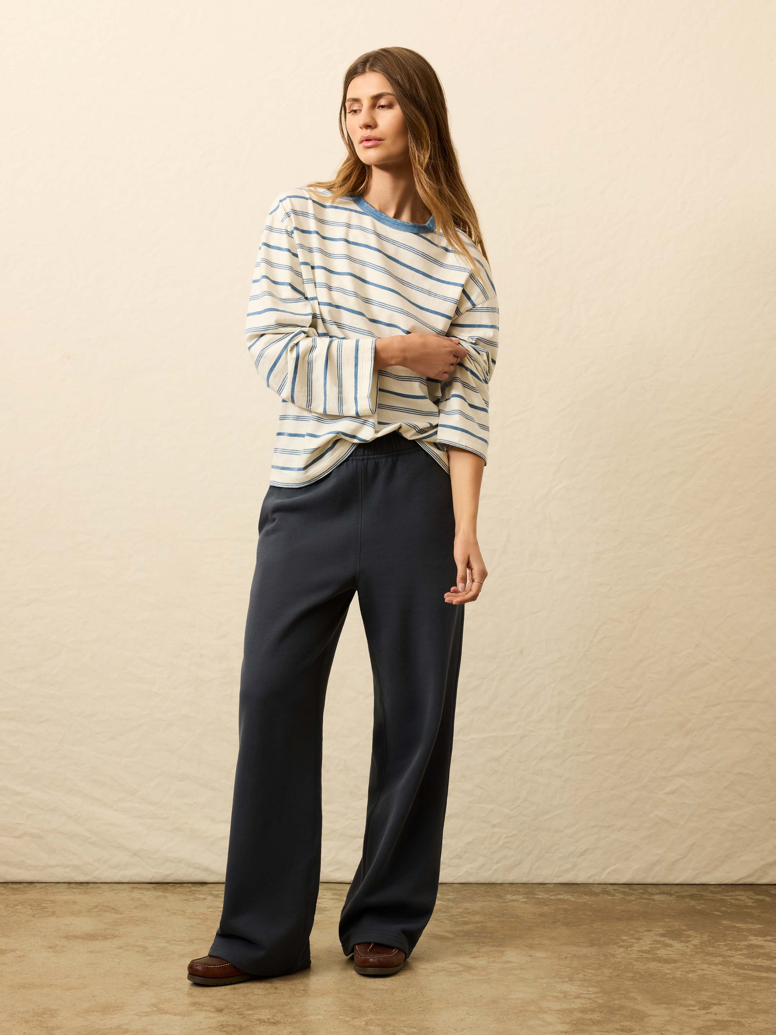 Sunwashed Long-Sleeve Retro Tee - Indigo Tidelines | Faherty Brand