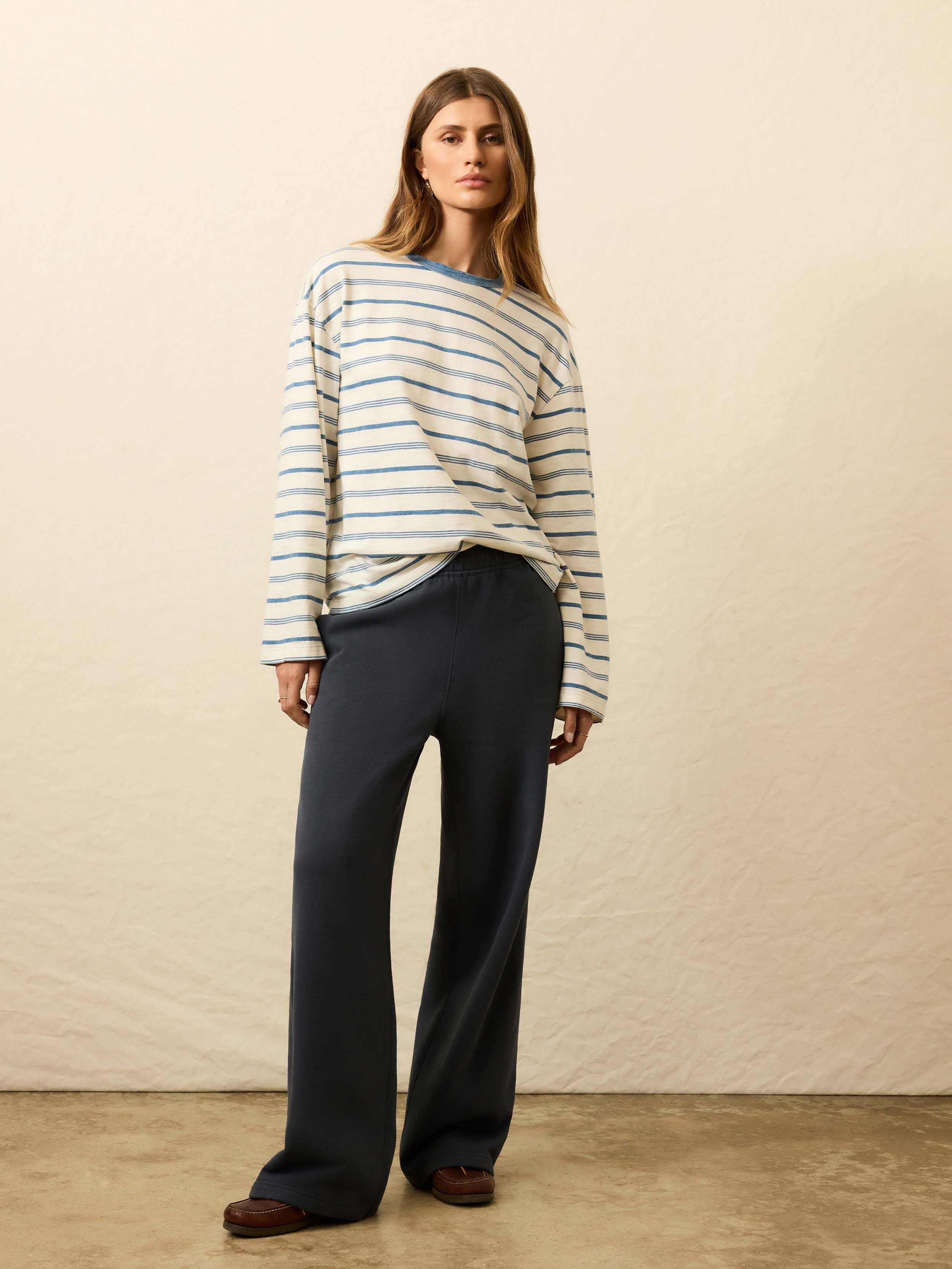 Sunwashed Long-Sleeve Retro Tee - Indigo Tidelines | Faherty Brand