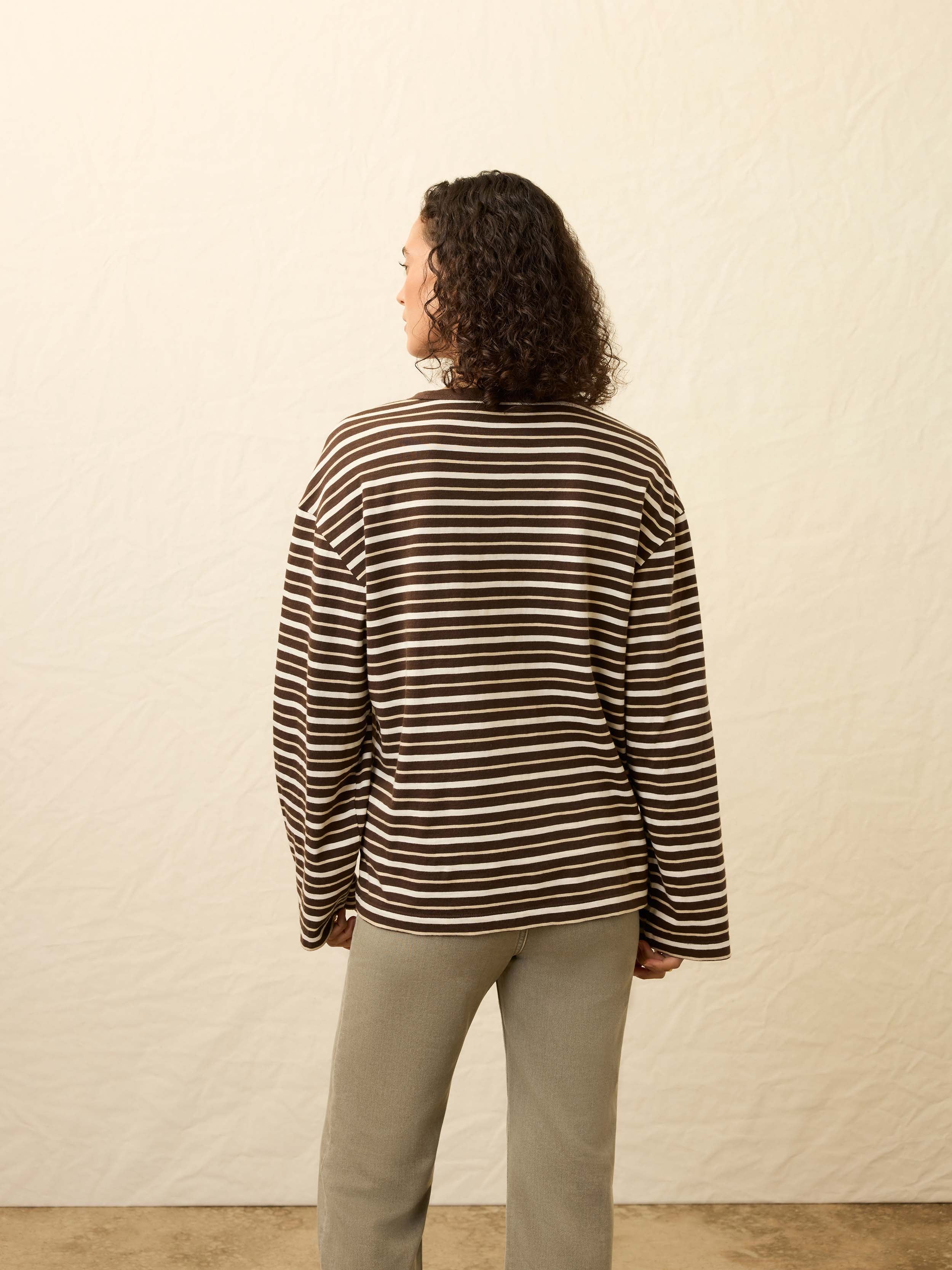 Sunwashed Long-Sleeve Retro Tee - Sand Drift Stripe | Faherty Brand