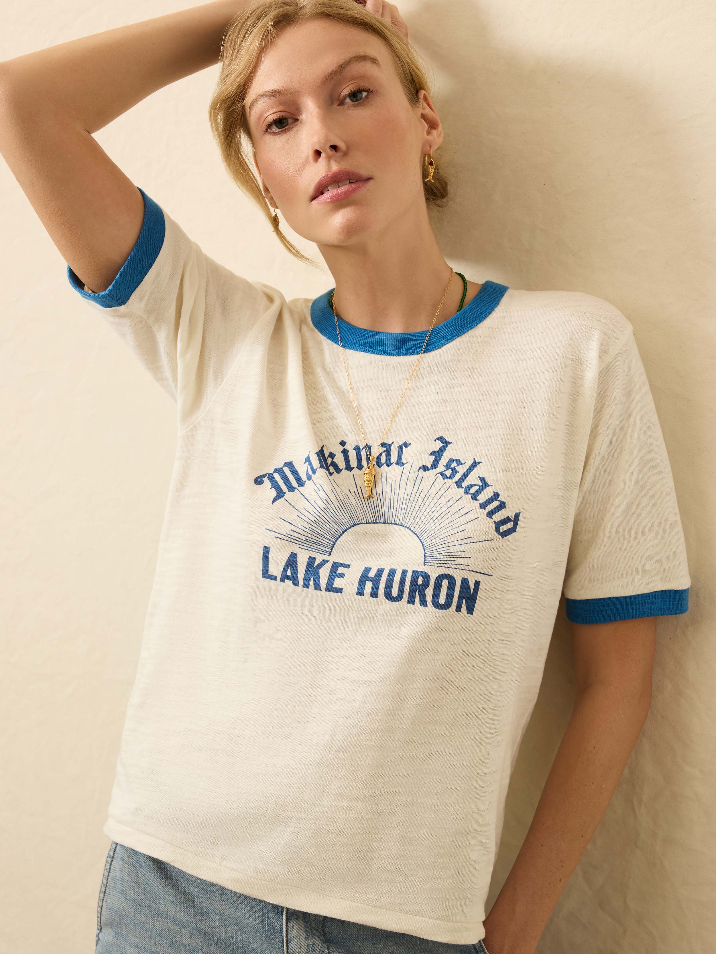 Sunwashed Slub Camp Tee - Lake Huron | Faherty Brand