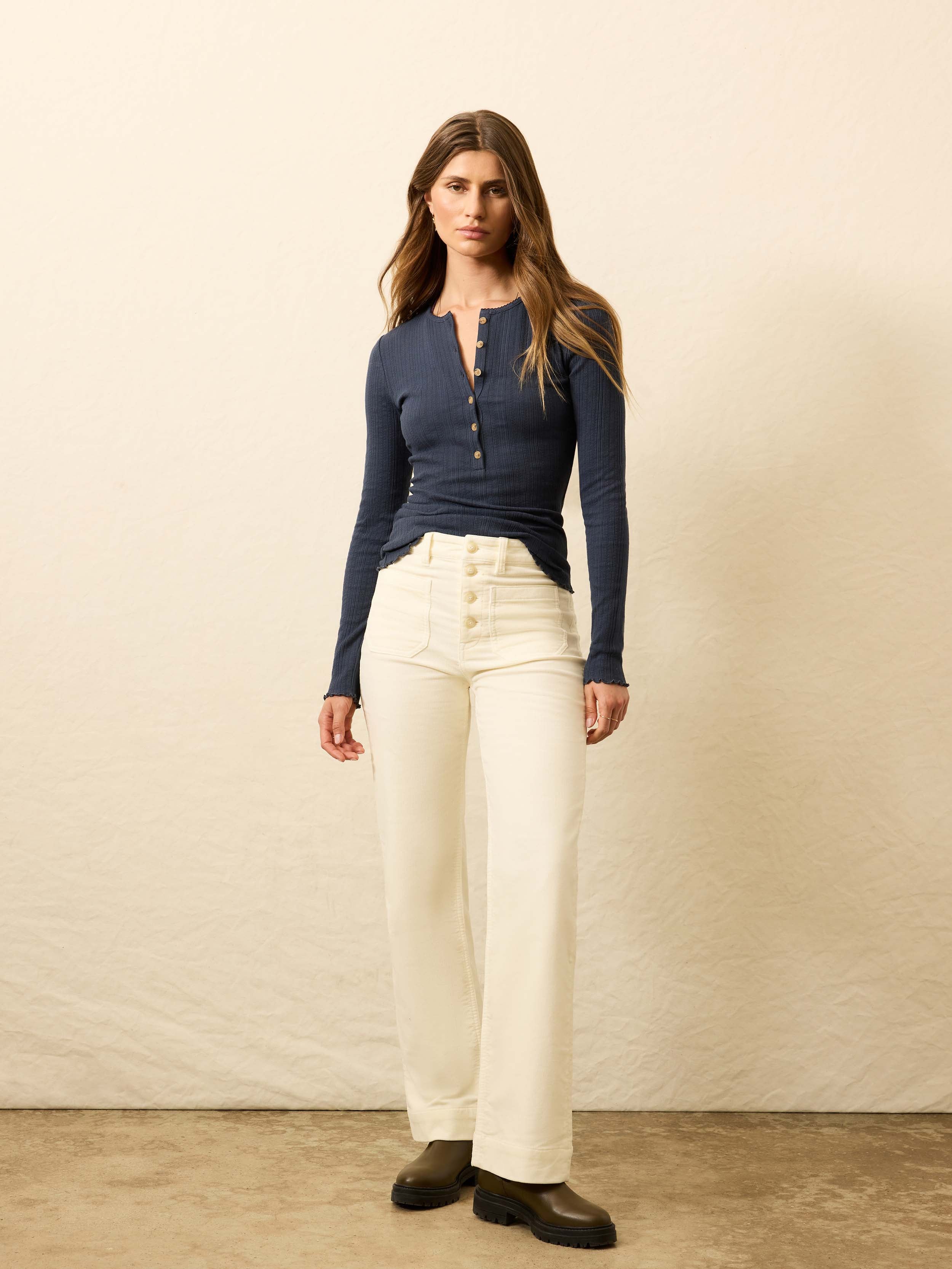 Paradise Pointelle Henley - Blue Nights | Faherty Brand