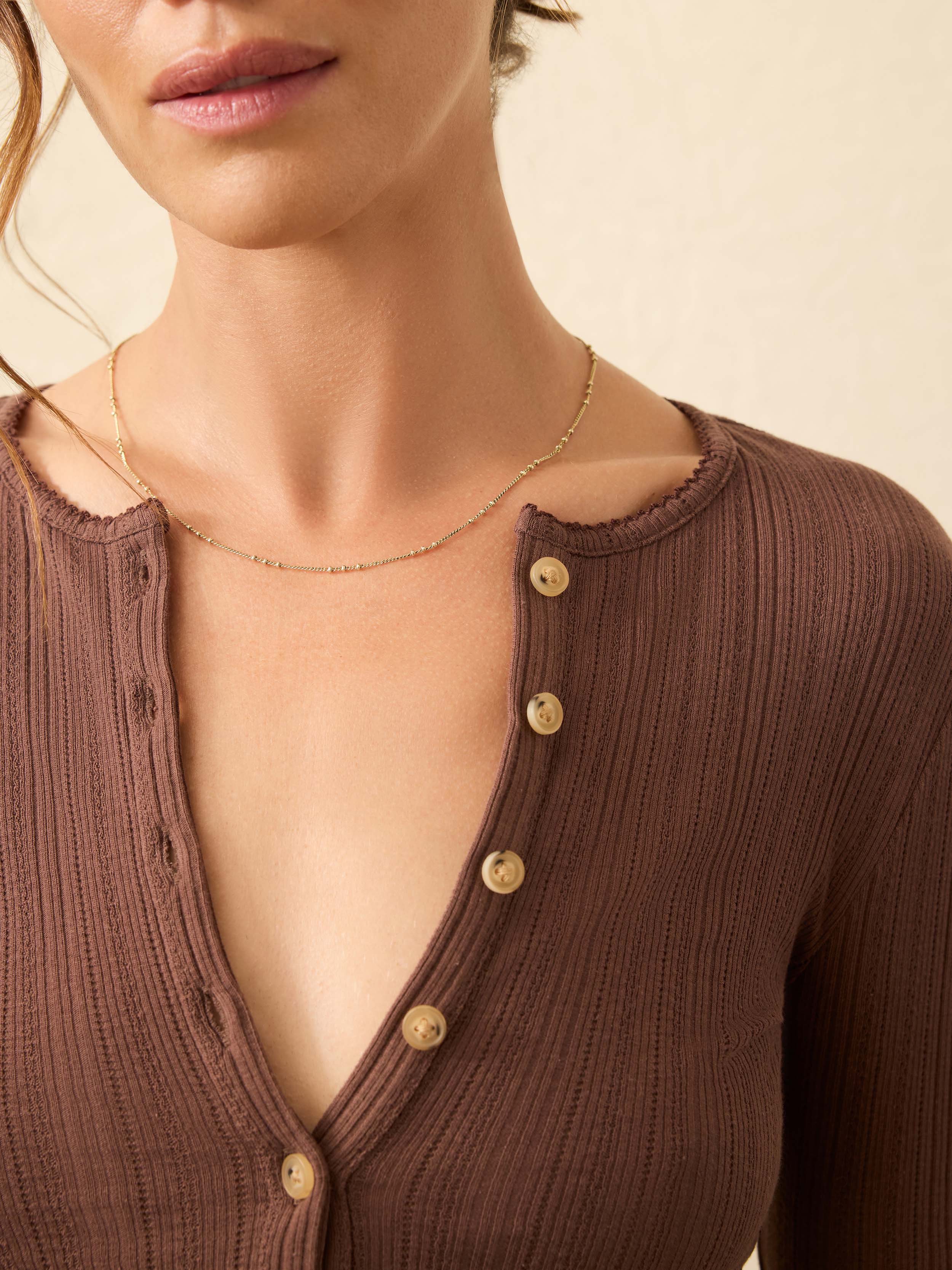 Paradise Pointelle Henley - Chocolate Brown | Faherty Brand
