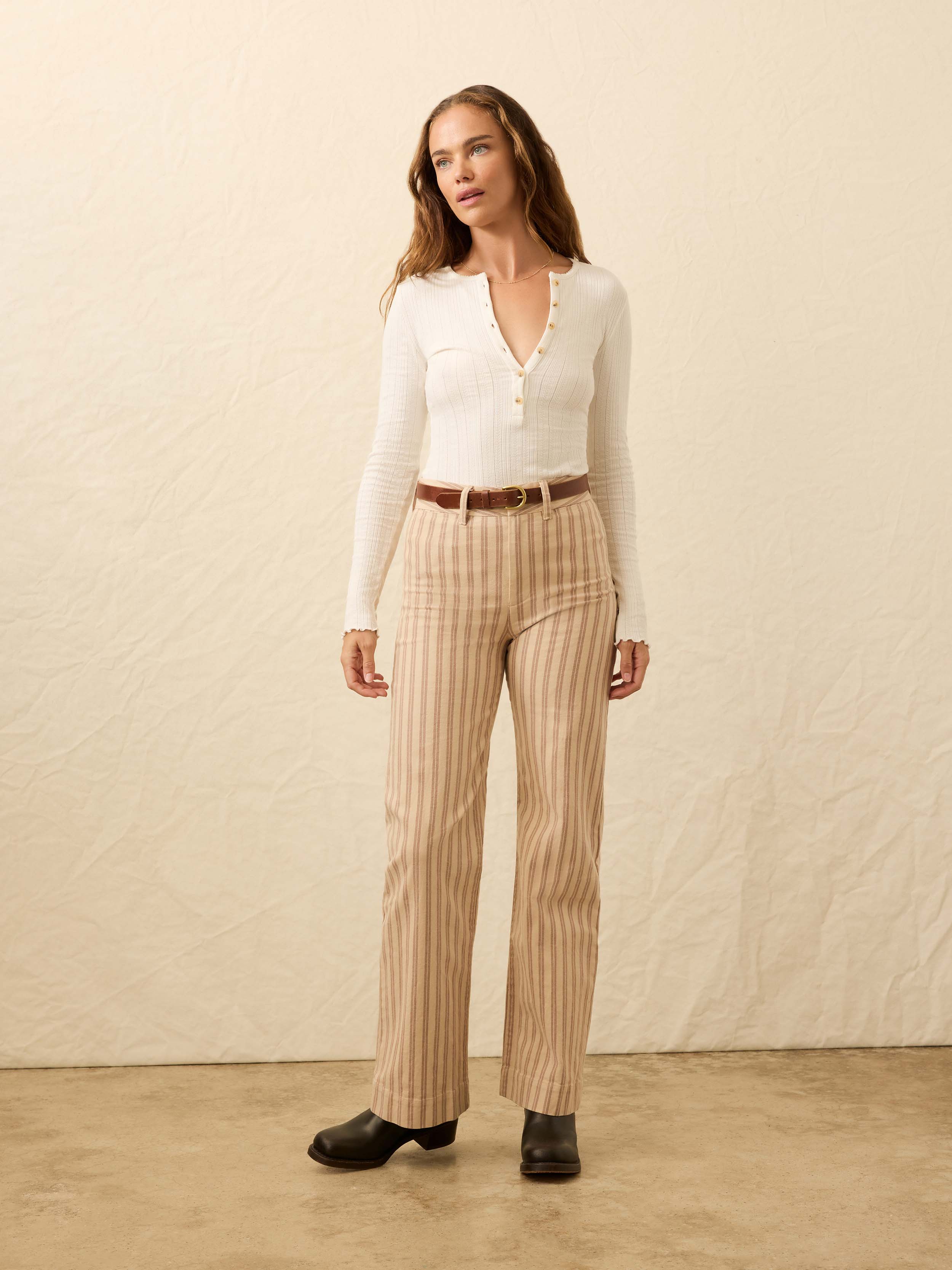 Paradise Pointelle Henley - Egret | Faherty Brand