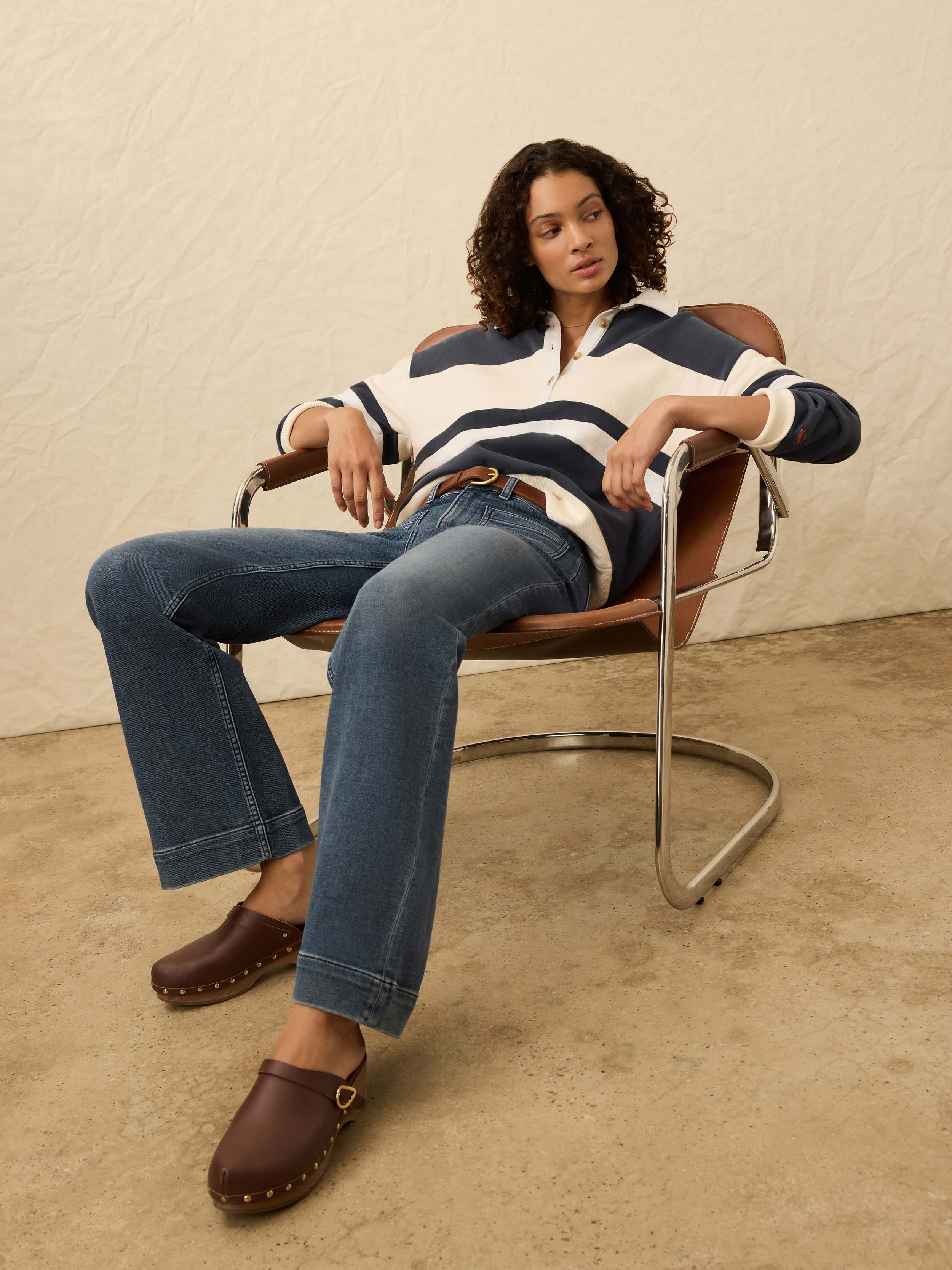 High Standard Fleece Rugby - Retro Moon | Faherty Brand