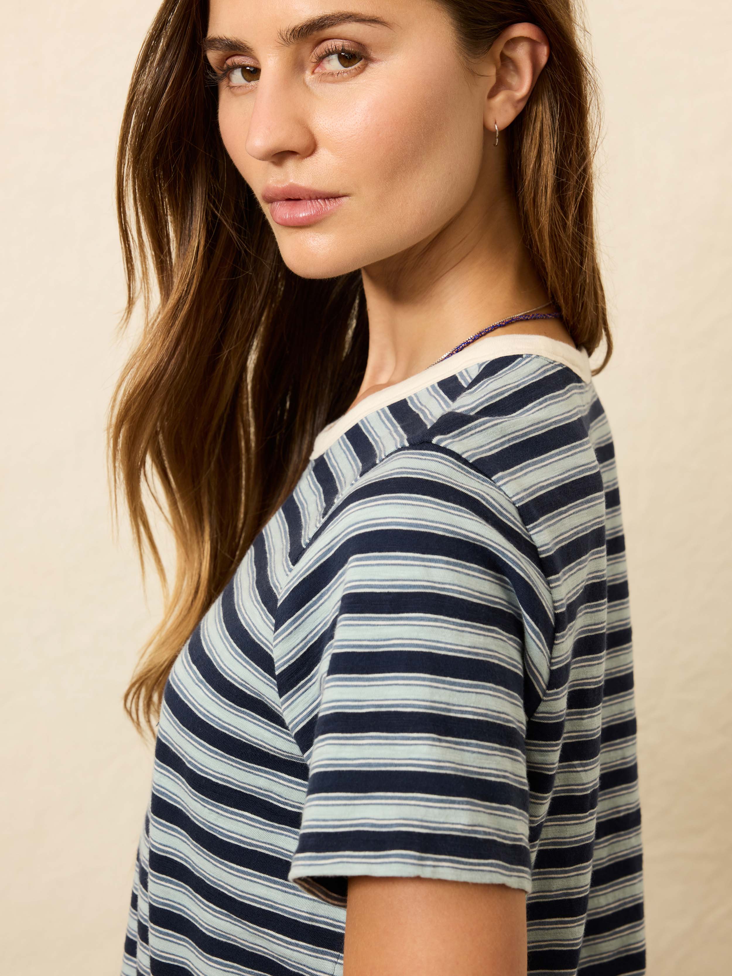 Sunwashed Regenerative Tee - Harbor Haze Stripe