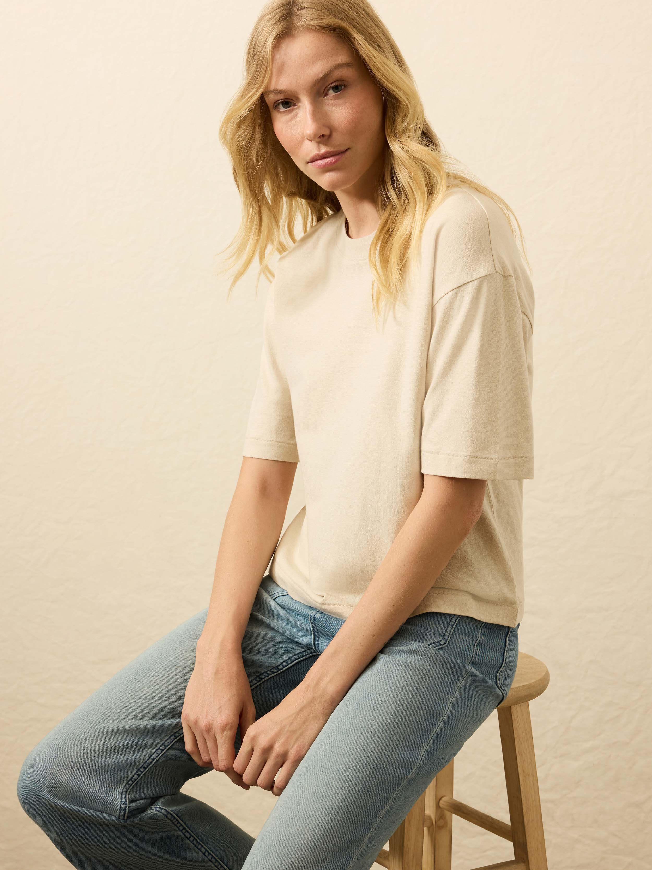 Hemp Blend Vintage Tee - Natural | Faherty Brand