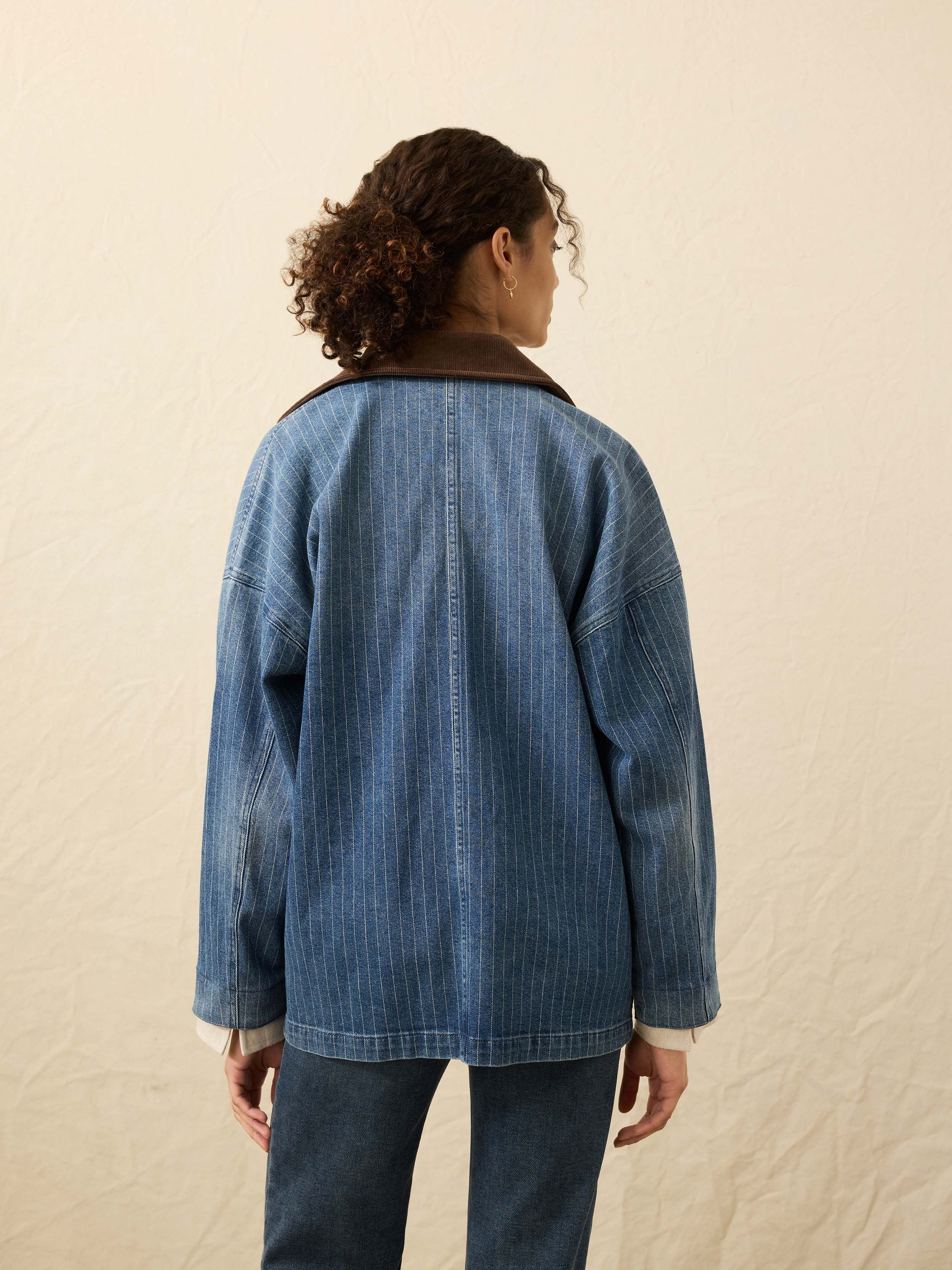 Sunwashed Denim Barn Jacket - Dusk Stripe Wash | Faherty Brand