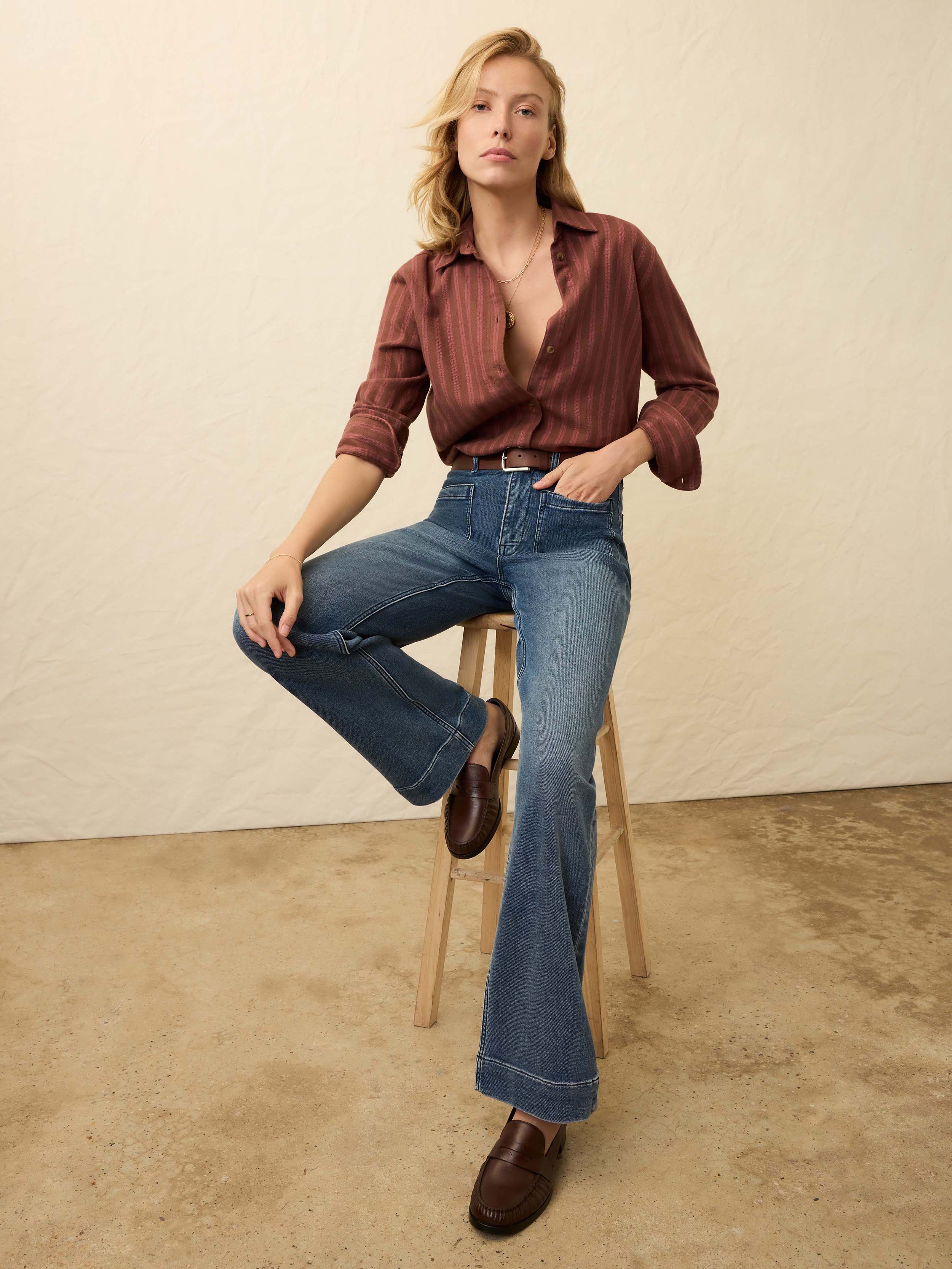 The Heirloom Portuguese Flannel Relaxed Shirt - Cliff Walk Stripe | Faherty Brand