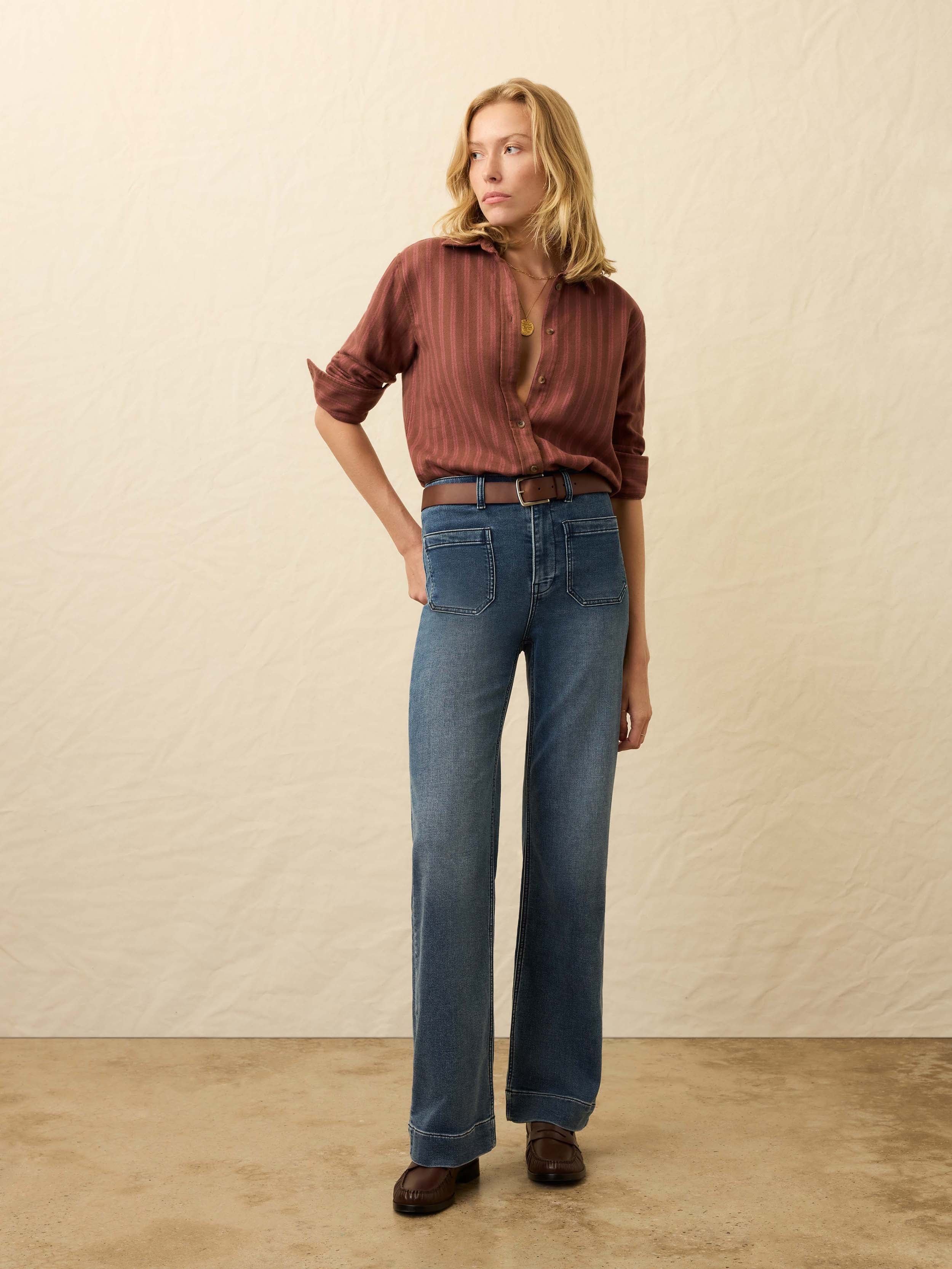 The Heirloom Portuguese Flannel Relaxed Shirt - Cliff Walk Stripe | Faherty Brand
