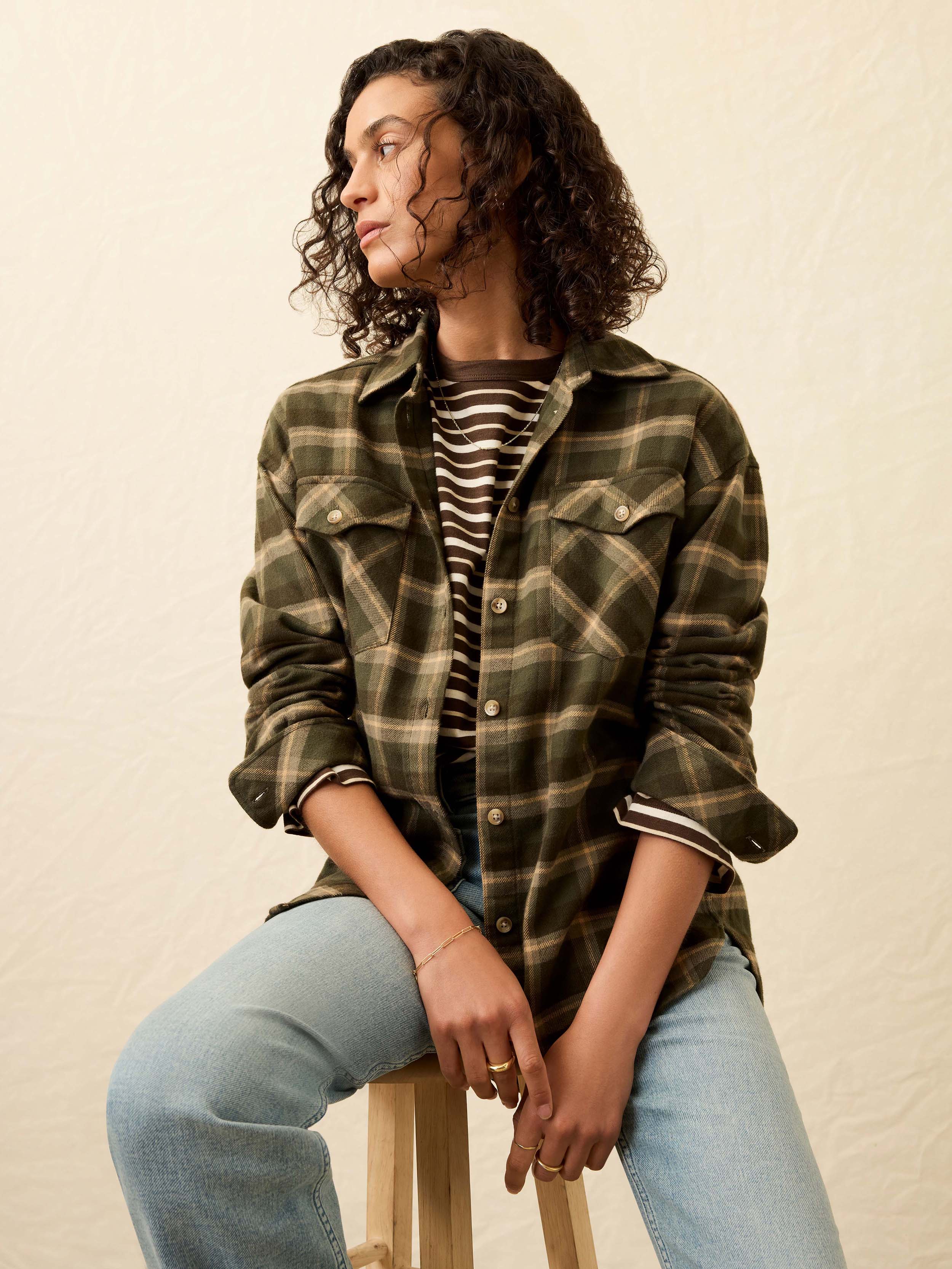 The Heirloom Portuguese Flannel Overshirt - Garret Verde Plaid | Faherty Brand