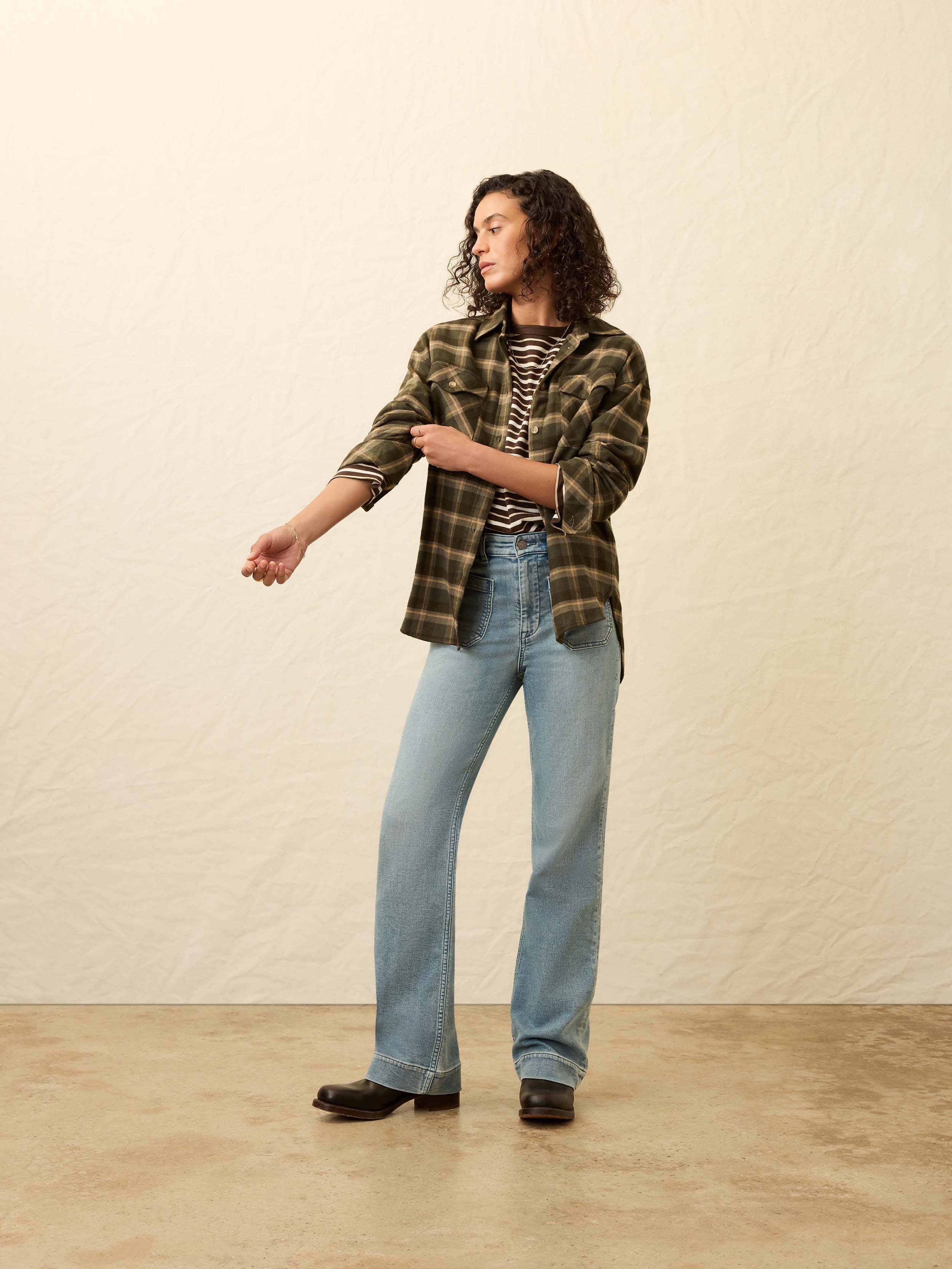 The Heirloom Portuguese Flannel Overshirt - Garret Verde Plaid | Faherty Brand