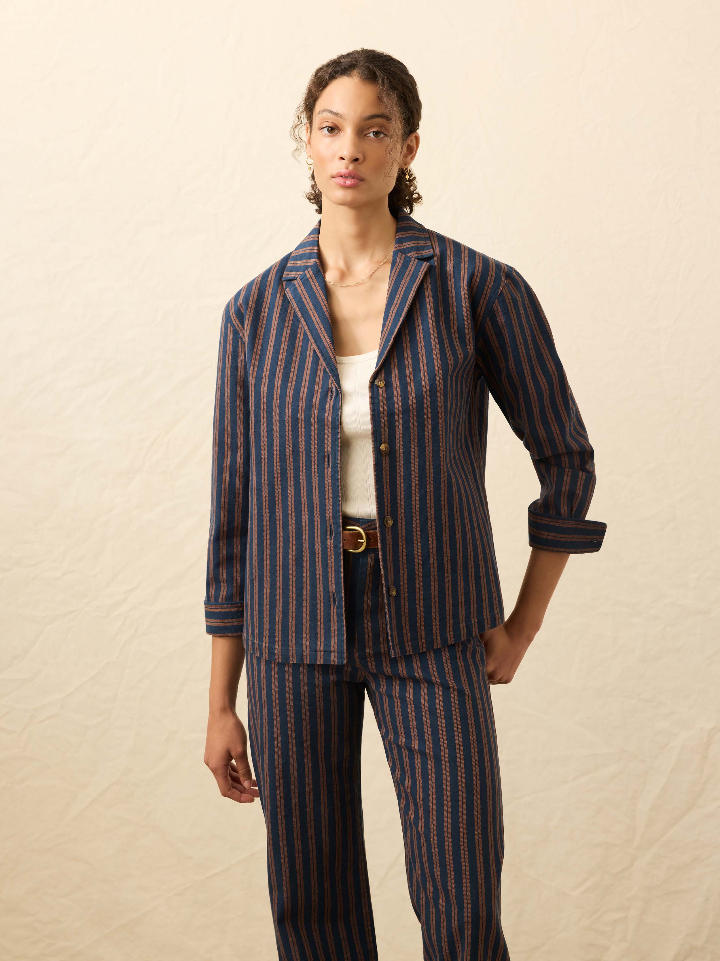Twill Tide Camp Shirt - Midnight Shore Stripe | Faherty Brand