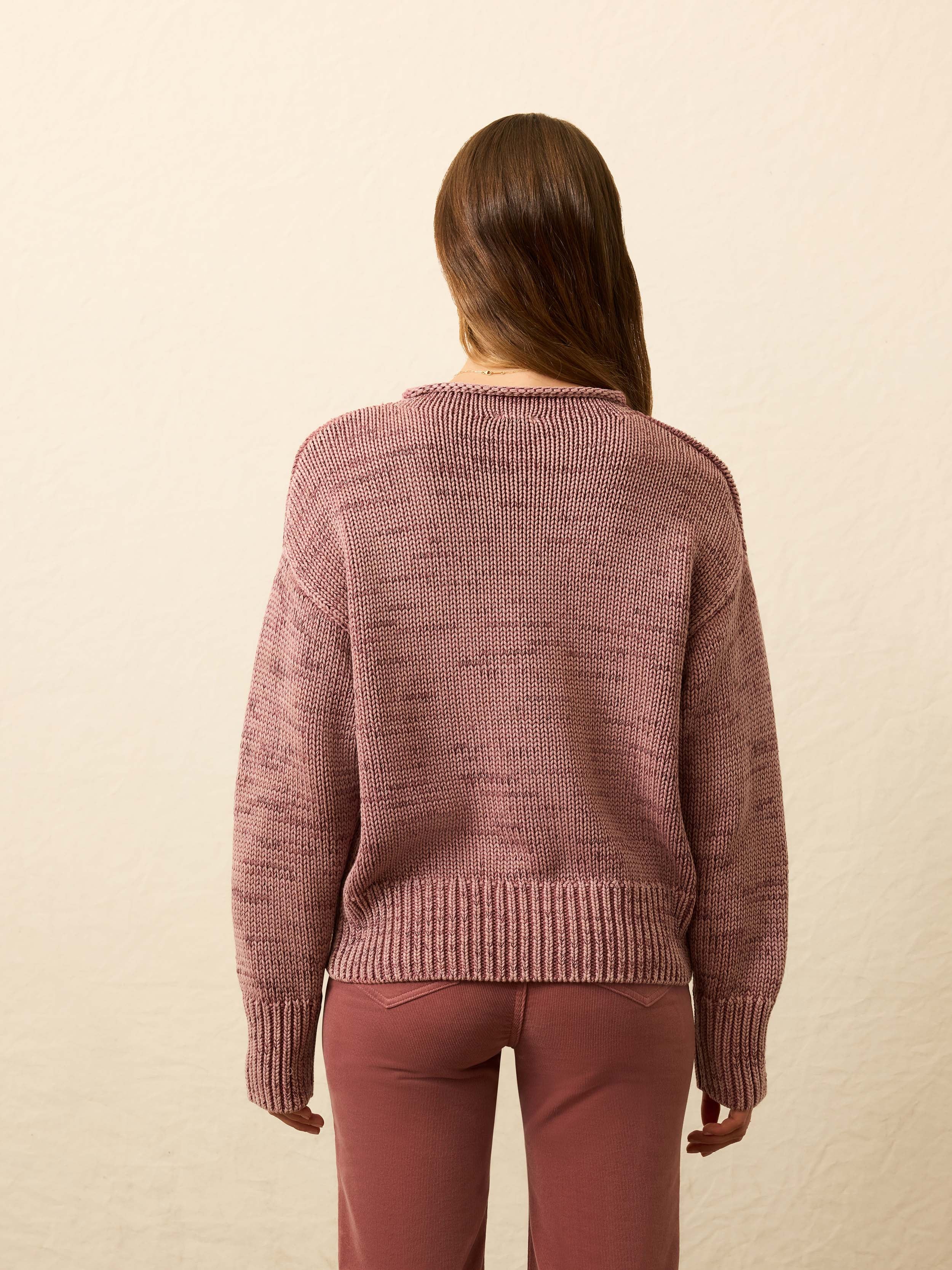 Sunwashed Cotton Roll Neck Sweater - Nostalgia Rose | Faherty Brand