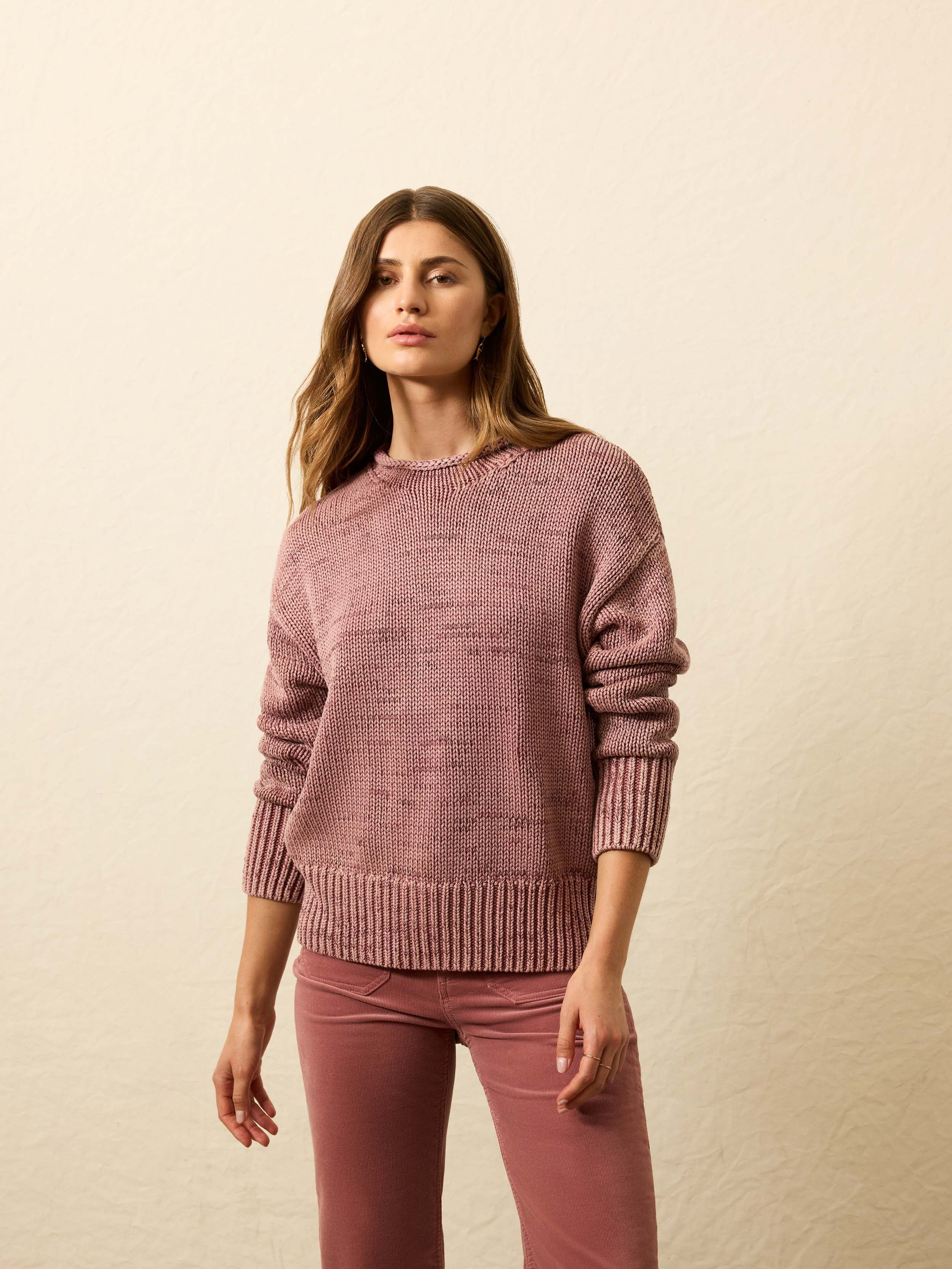Sunwashed Cotton Roll Neck Sweater - Nostalgia Rose | Faherty Brand