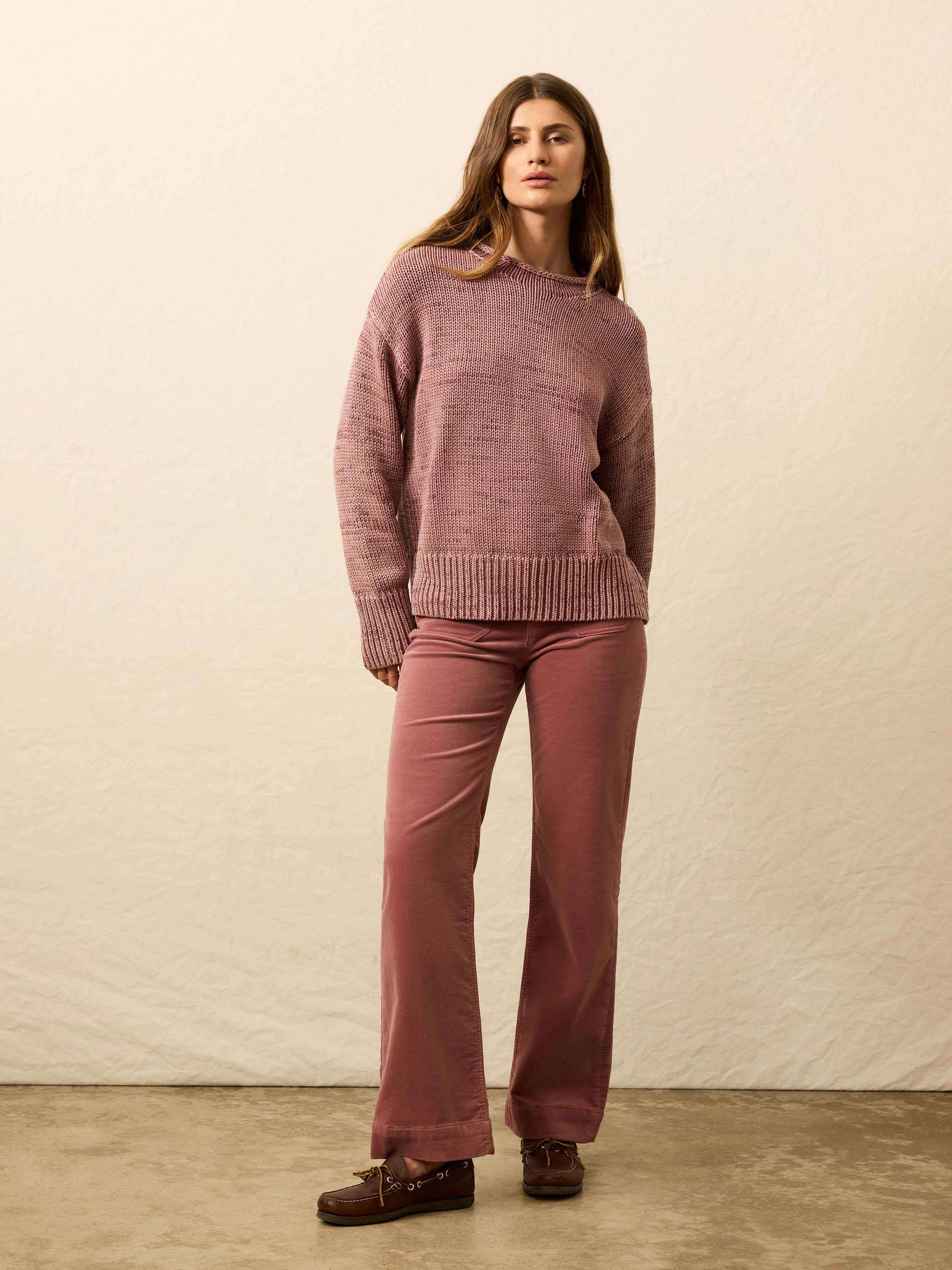 Sunwashed Cotton Roll Neck Sweater - Nostalgia Rose | Faherty Brand