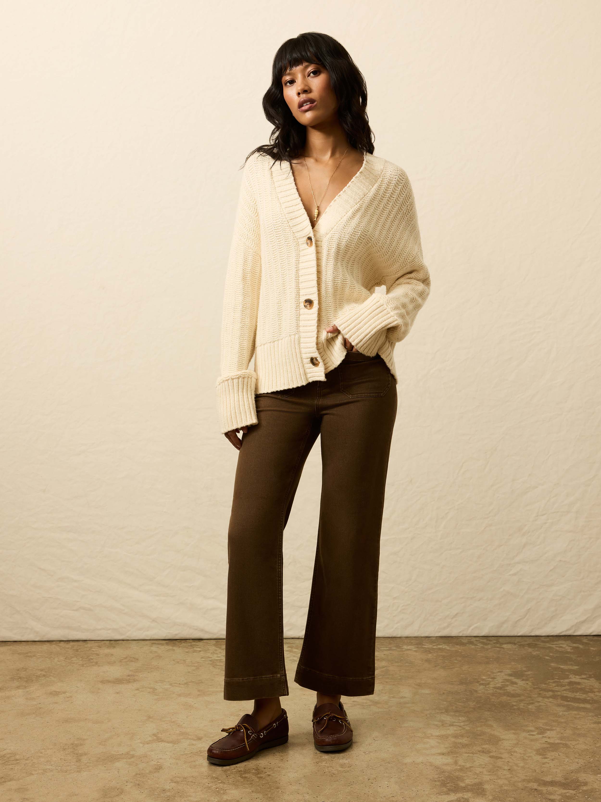 Heirloom Cotton Relaxed Cardigan - Cream | Faherty Brand
