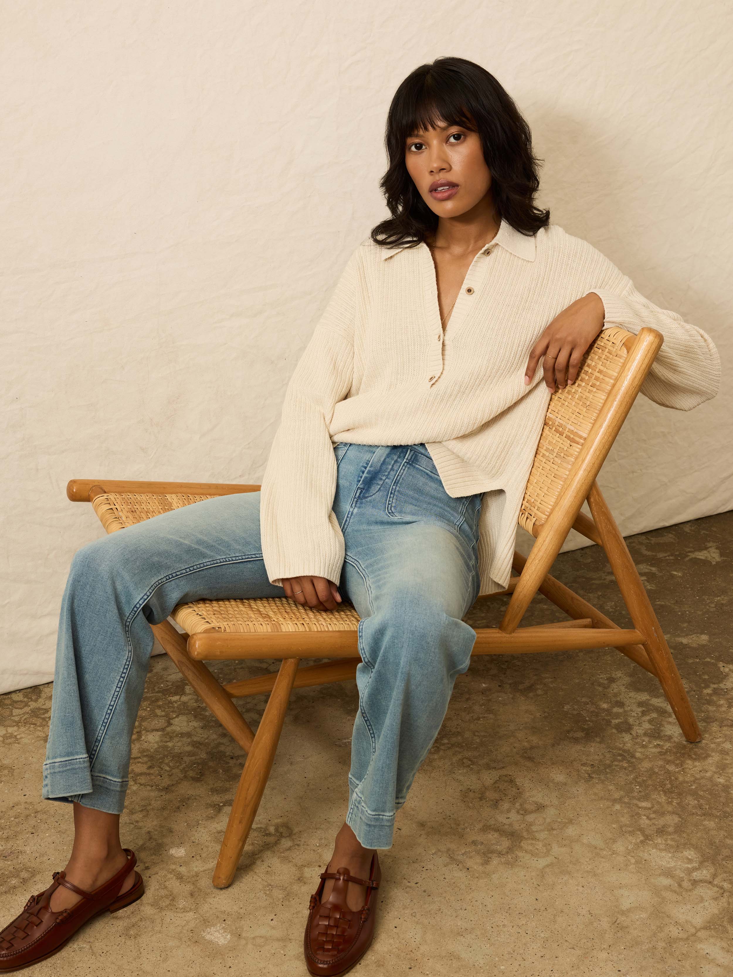 Miramar Linen Relaxed Polo - Summer Sand | Faherty Brand