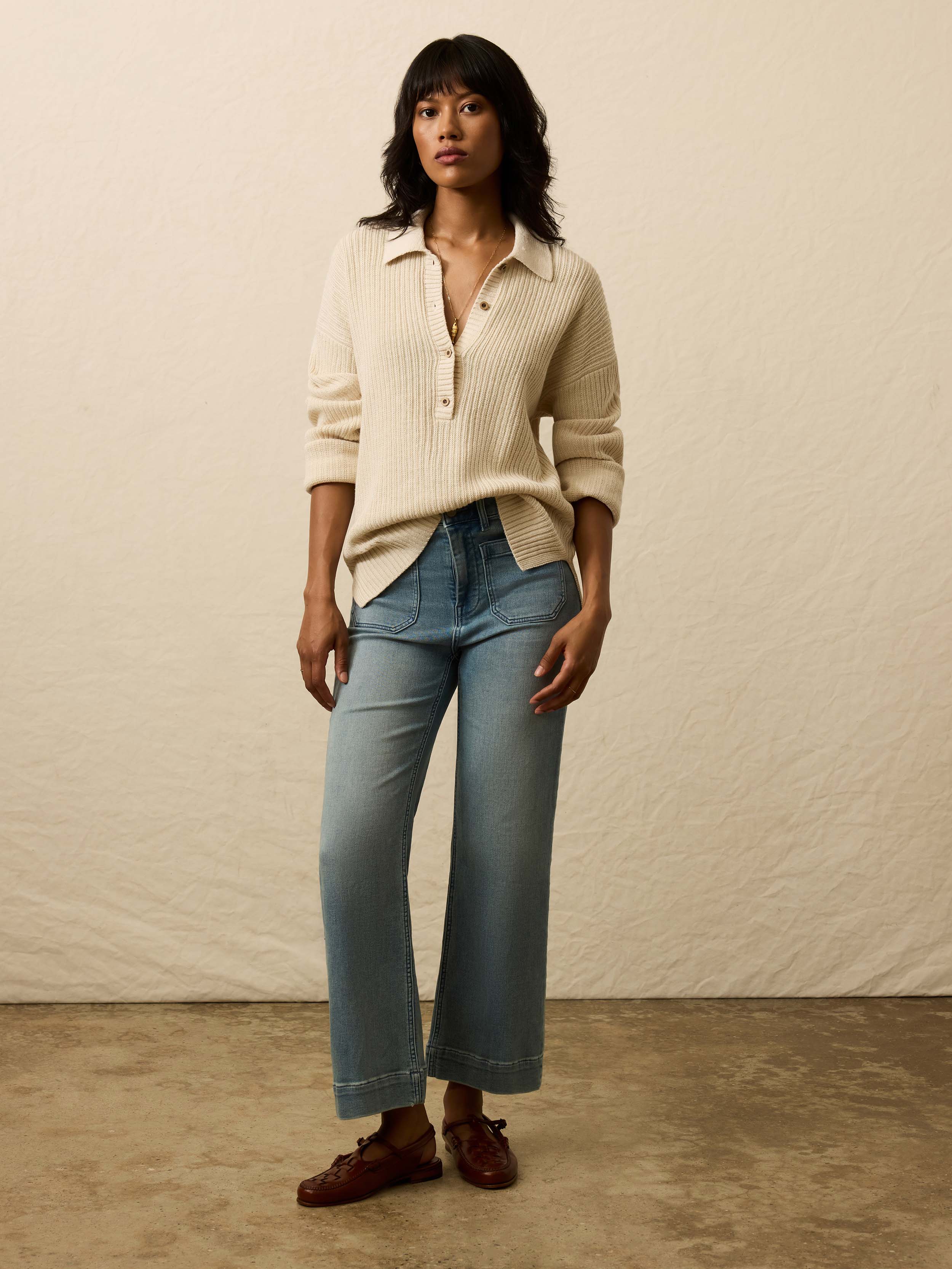 Miramar Linen Relaxed Polo - Summer Sand | Faherty Brand