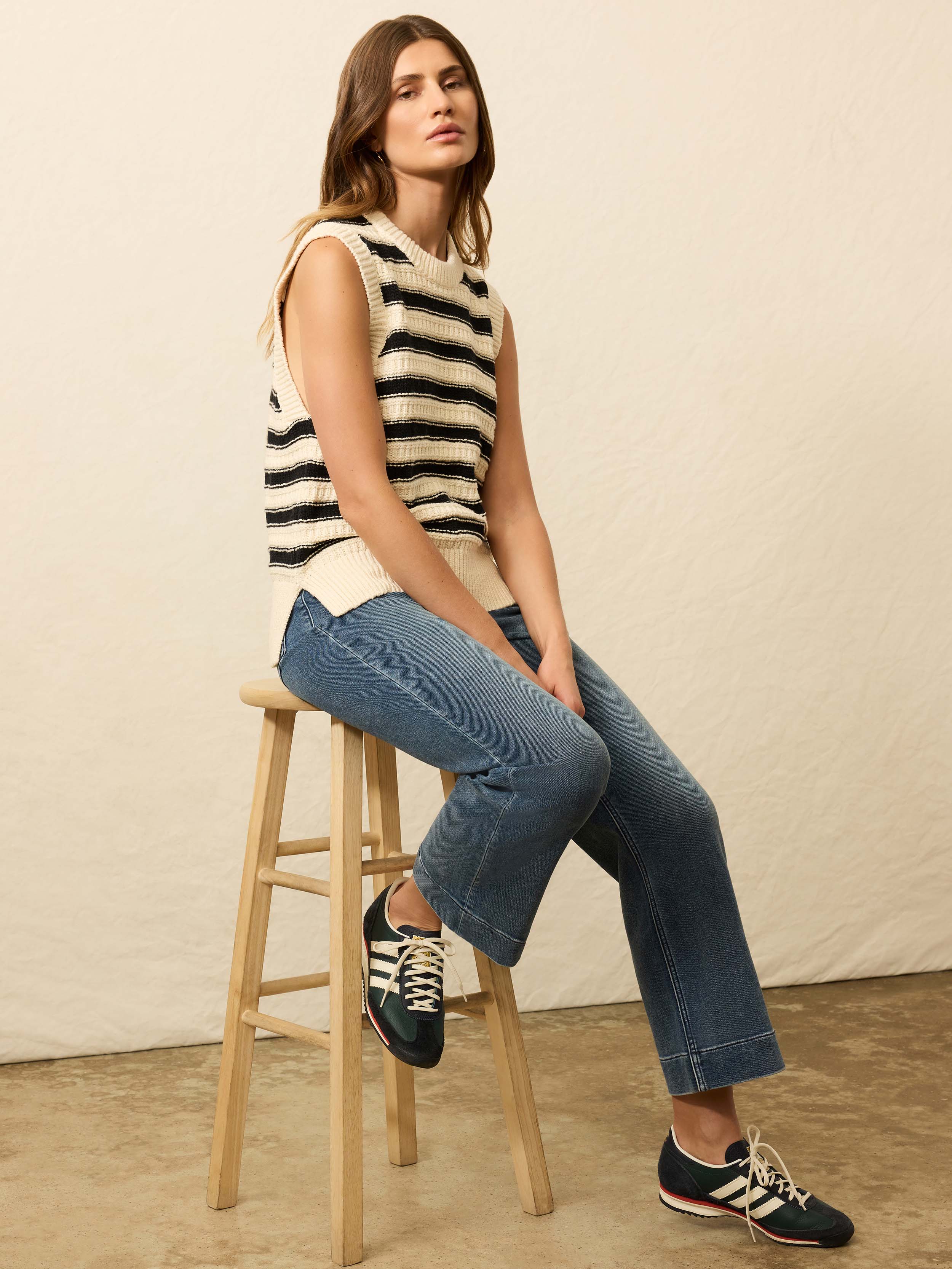 Heirloom Cotton Sweater Vest - Licorice Lines | Faherty Brand