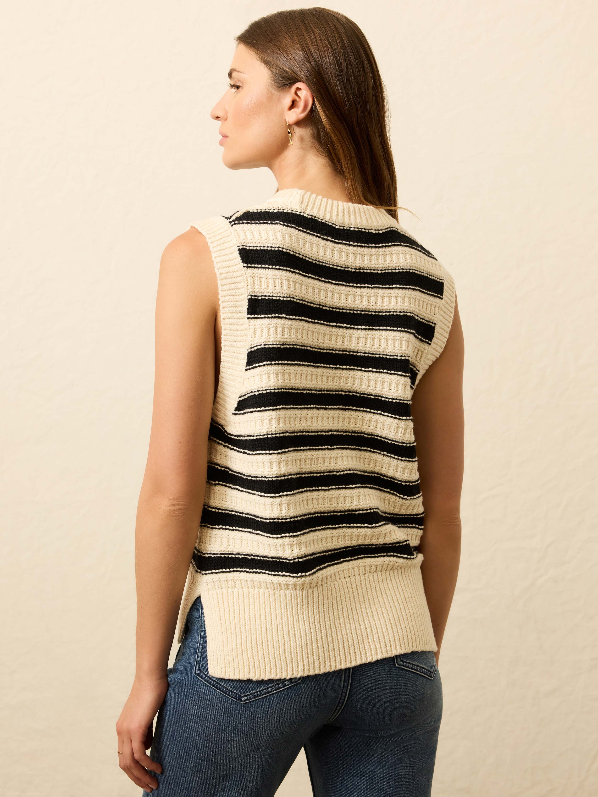 Heirloom Cotton Sweater Vest - Licorice Lines | Faherty Brand