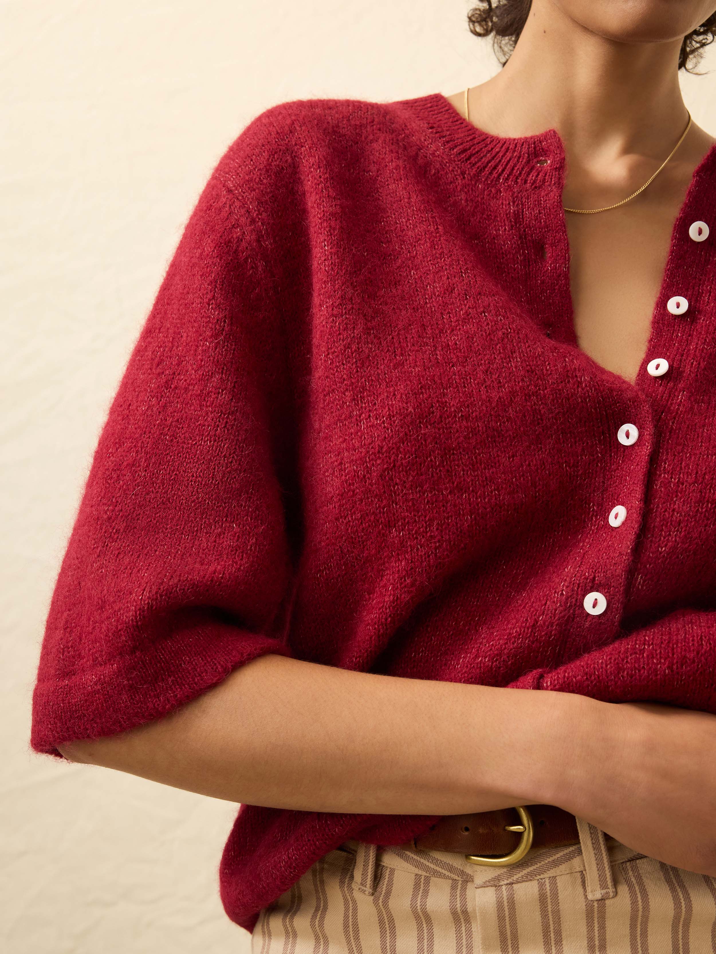 Apres Alpaca Cardigan - Wine Rust | Faherty Brand