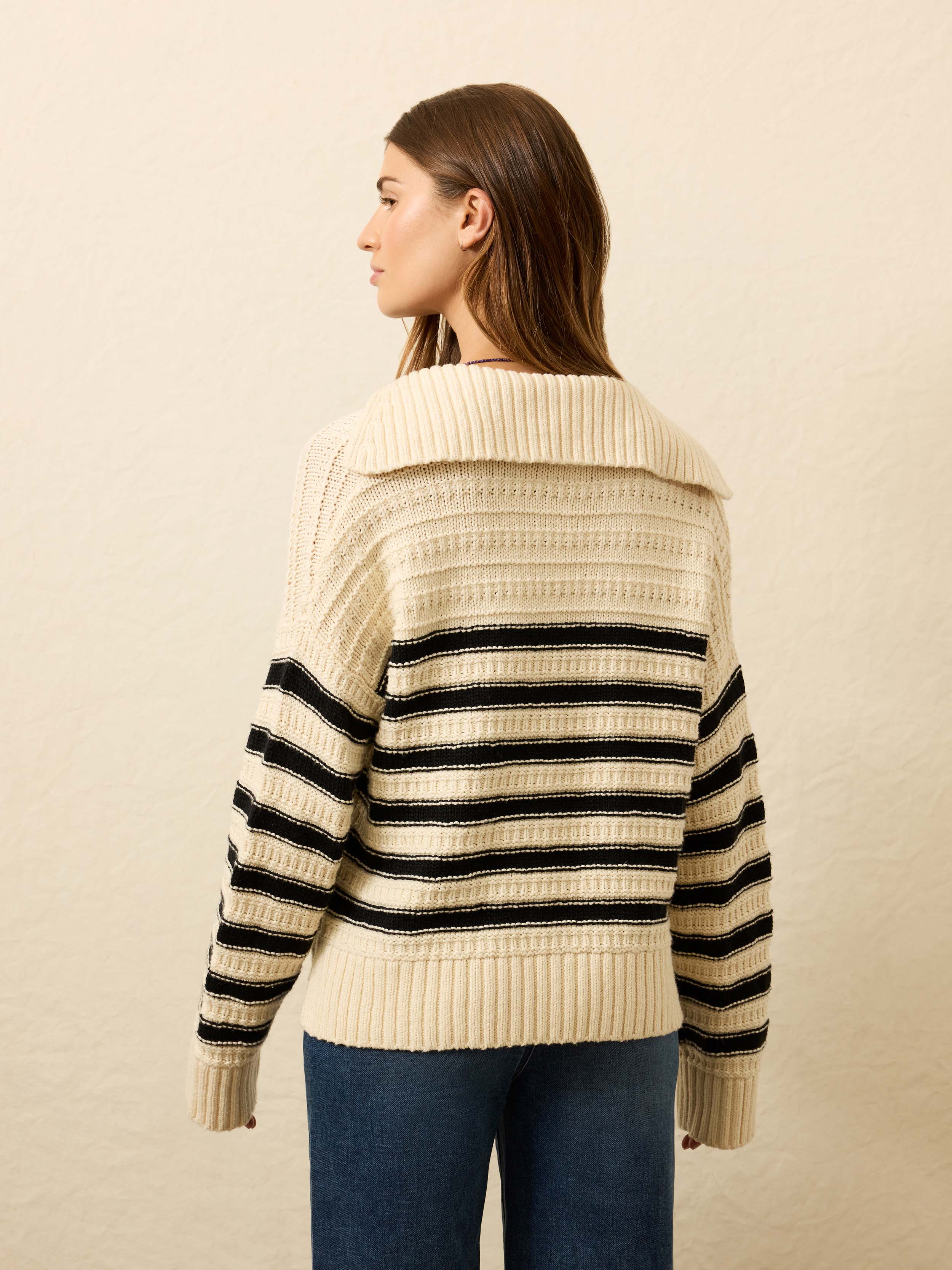 Heirloom Cotton Sweater Polo - Licorice Lines | Faherty Brand