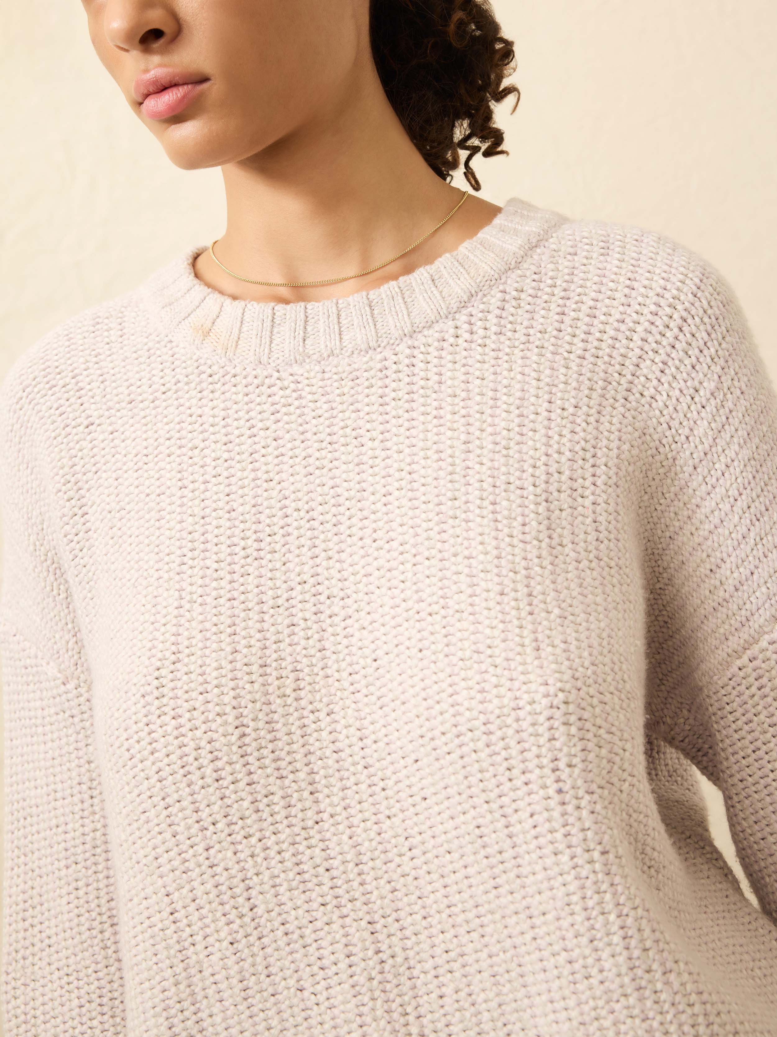 Heirloom Cotton  Relaxed Crew - Seafog Stripe | Faherty Brand