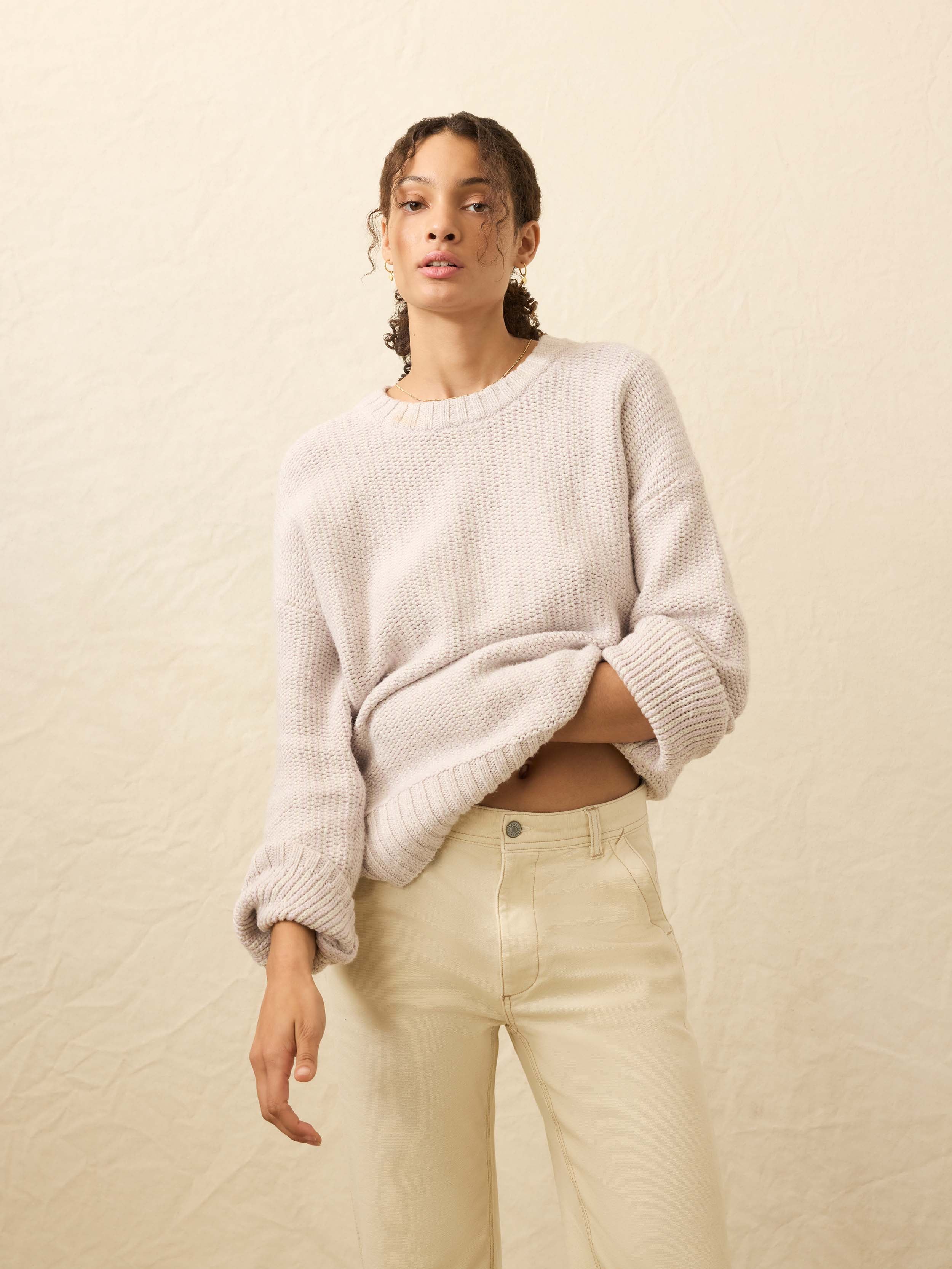 Heirloom Cotton  Relaxed Crew - Seafog Stripe | Faherty Brand