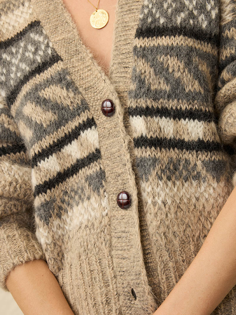 Snow Ridge Fairisle Cardigan - Cabin Heather | Faherty Brand