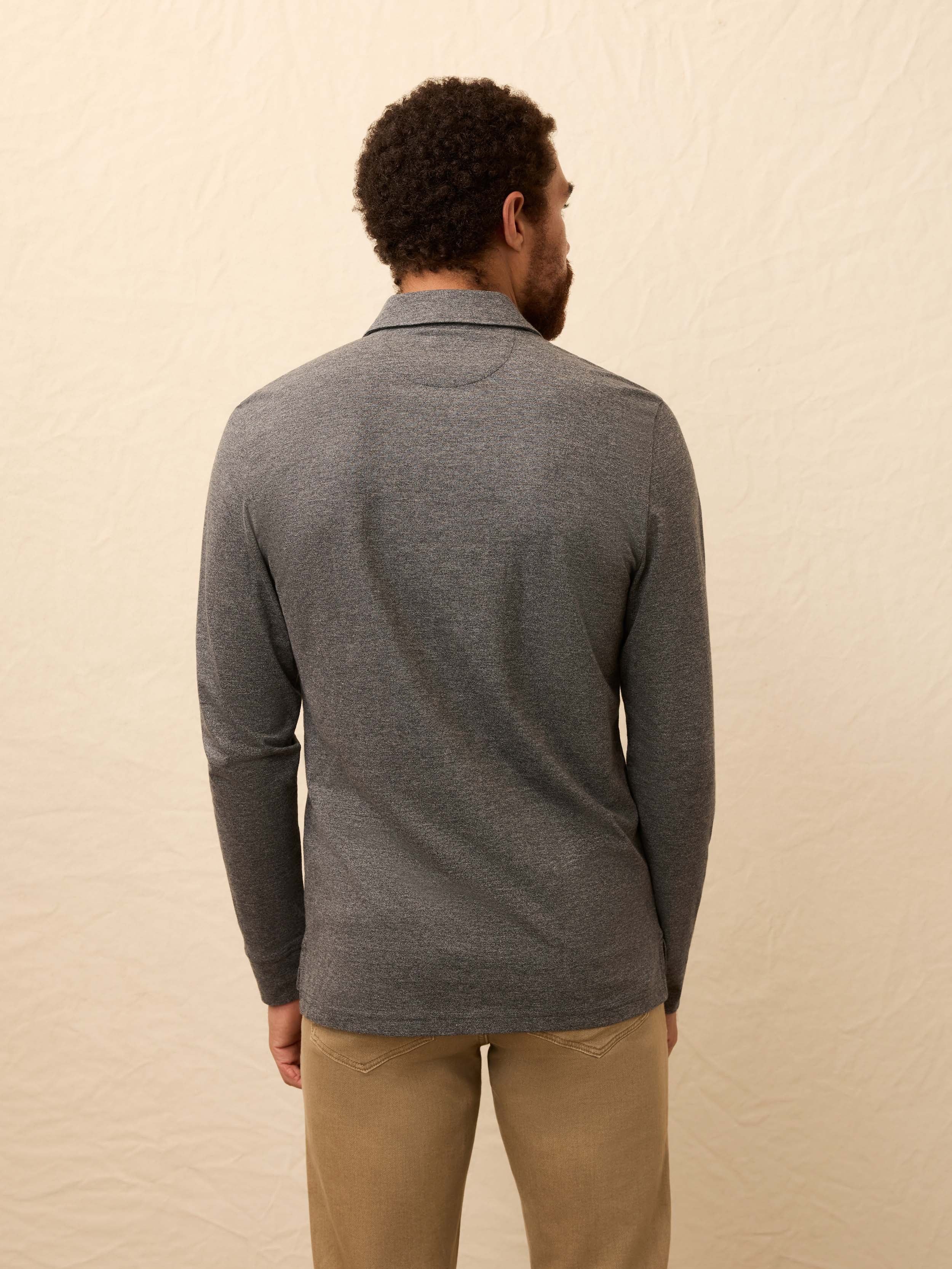 Long-Sleeve Movement™ Pique Polo - Dusty Iron Heather | Faherty Brand