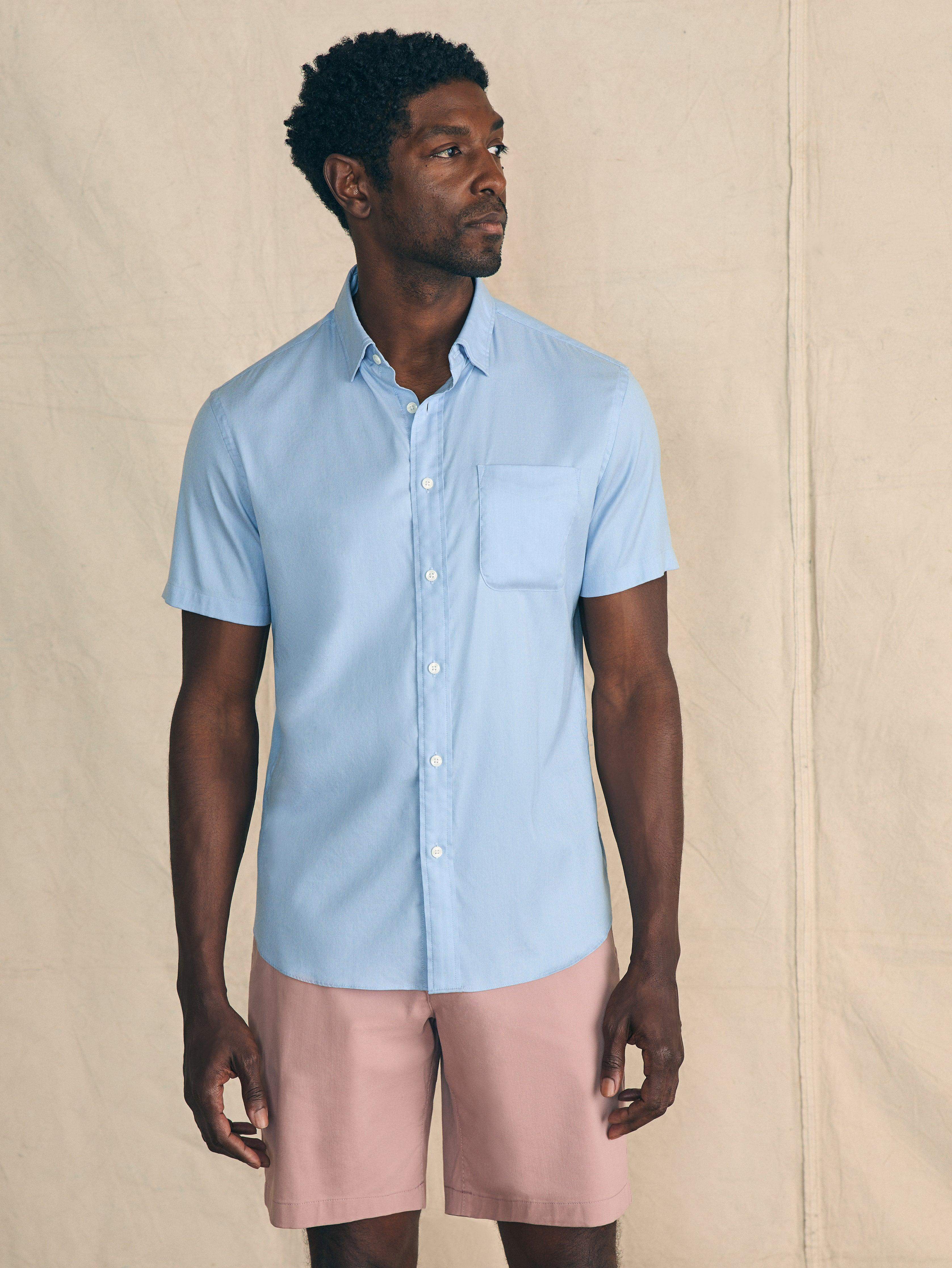 Short-Sleeve Movement Shirt - Atlantic Sky | Faherty Brand
