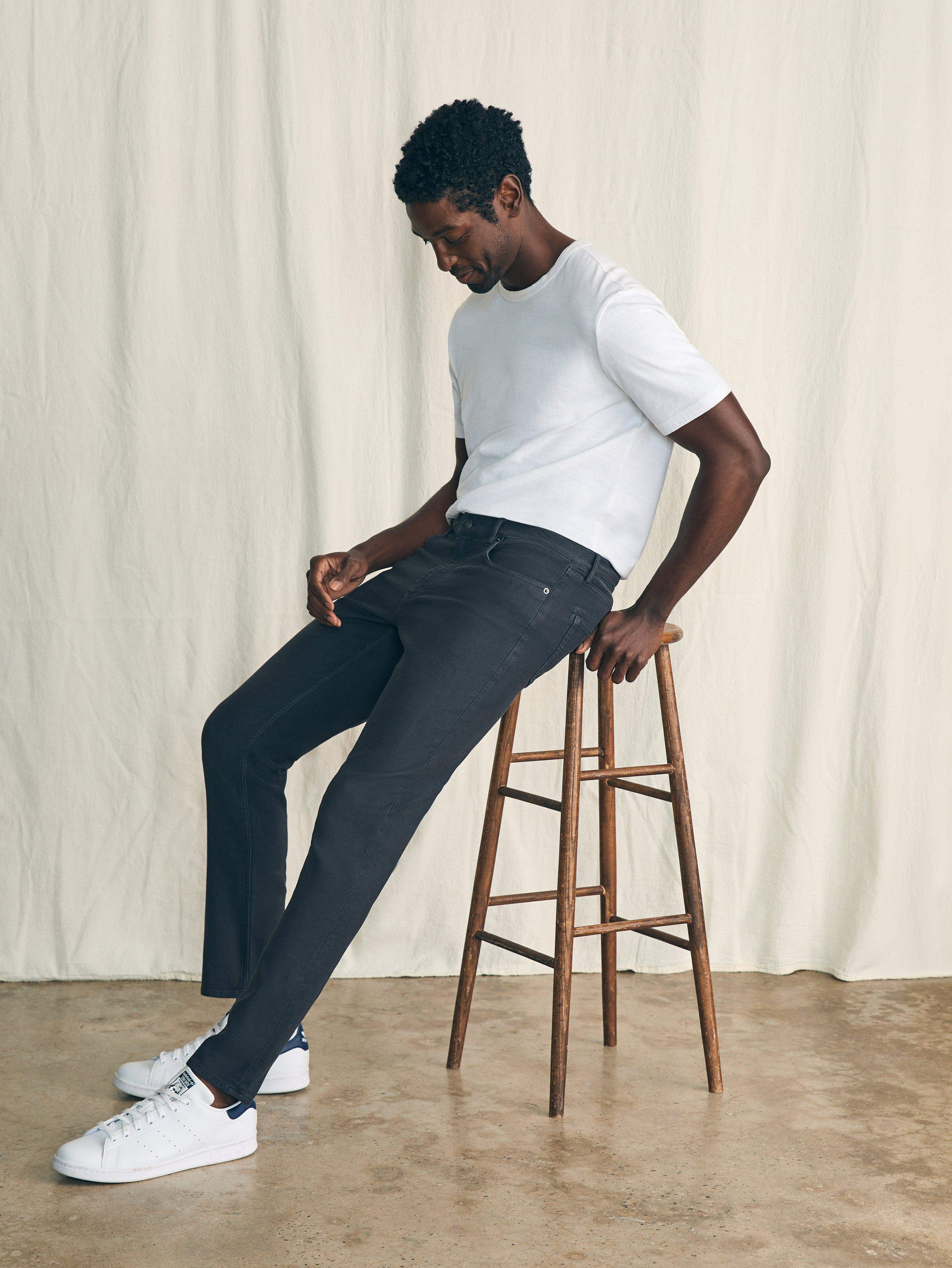 Stretch Terry 5-Pocket Pant - Onyx Black | Faherty Brand