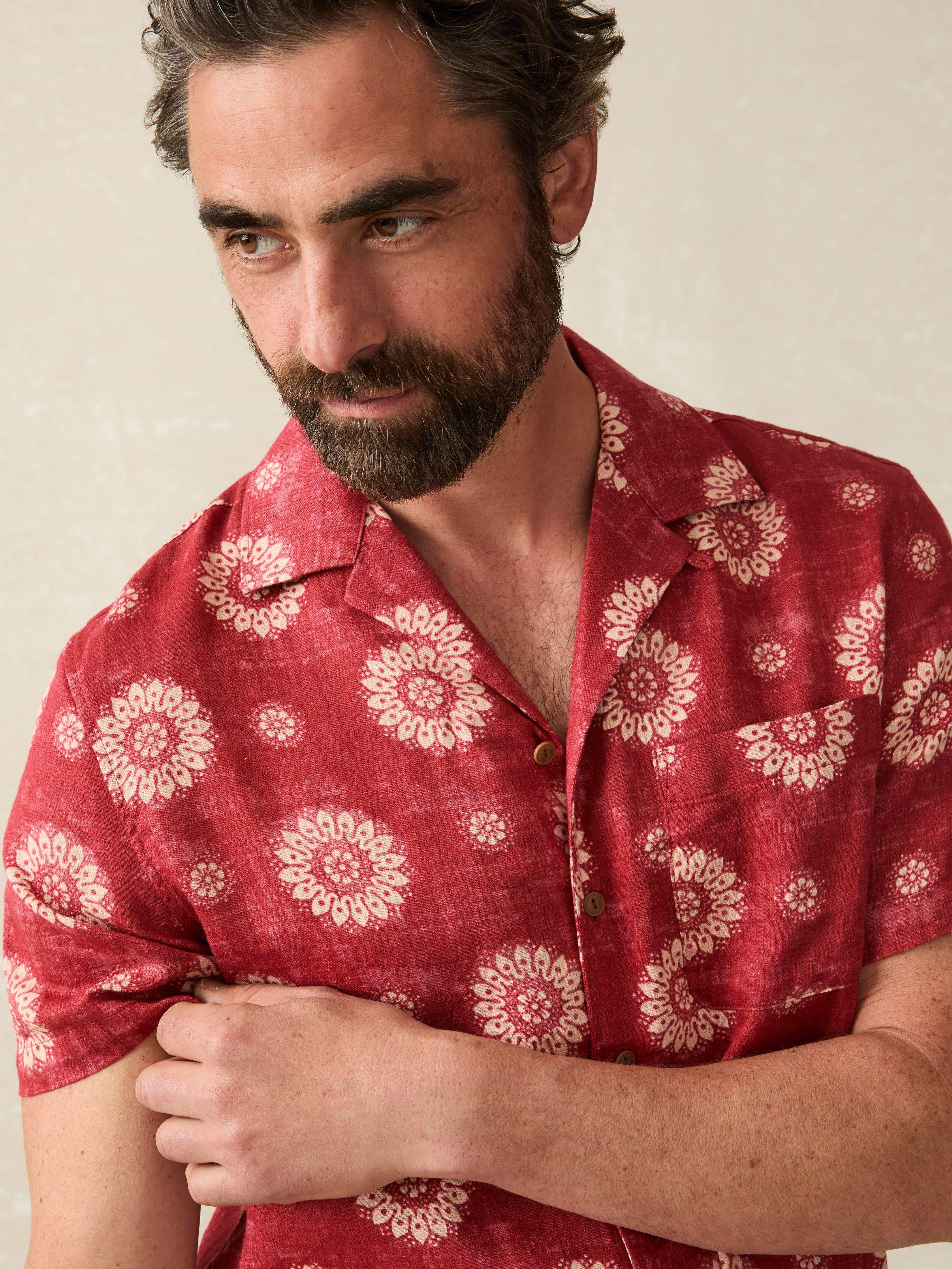 Short-Sleeve Hemp Blend Camp Shirt - Sun Blossom | Faherty Brand