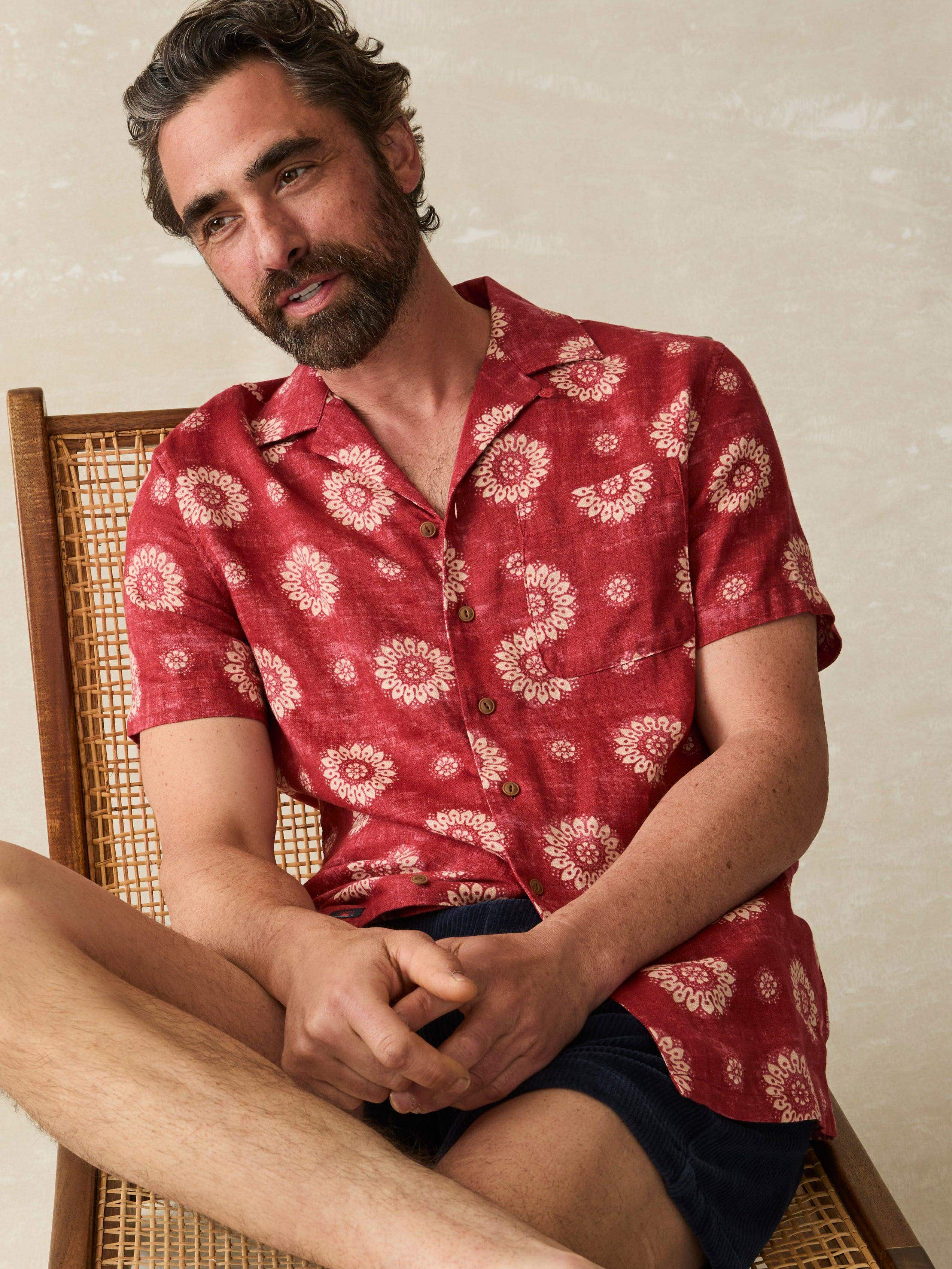 Short-Sleeve Hemp Blend Camp Shirt - Sun Blossom | Faherty Brand