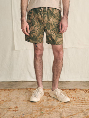 Essential Drawstring Short - Olive Jungle Tropical