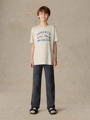 Big Kids Graphic Surf & Ski Club Tee - Light Grey Heather
