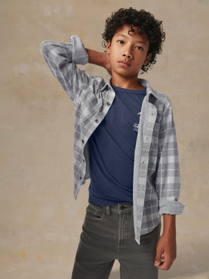 Big Kids Legend Sweater Shirt - Stone Hollow Plaid