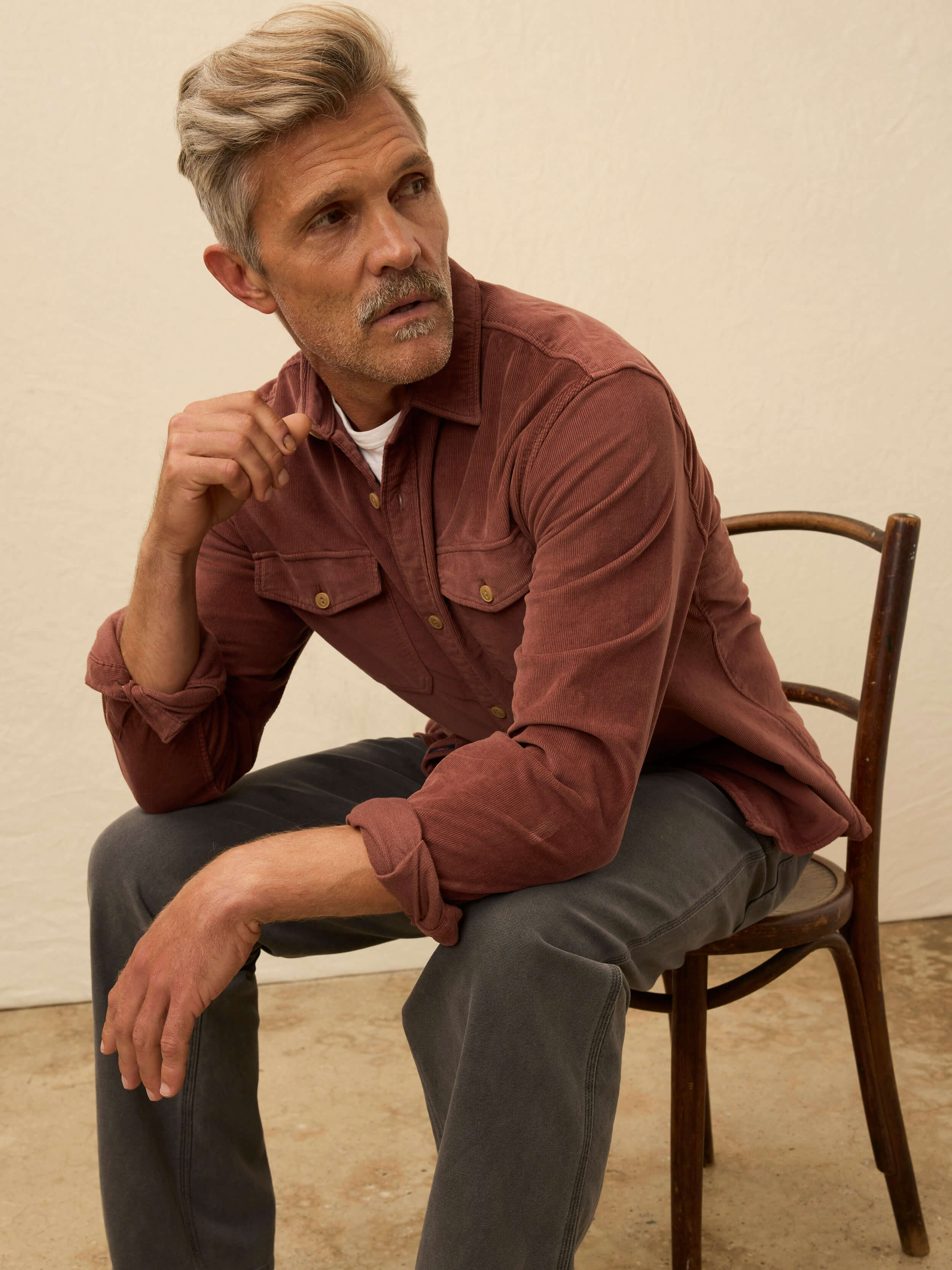 Stretch Terry Corduroy Workshirt - Chestnut Ridge | Faherty Brand
