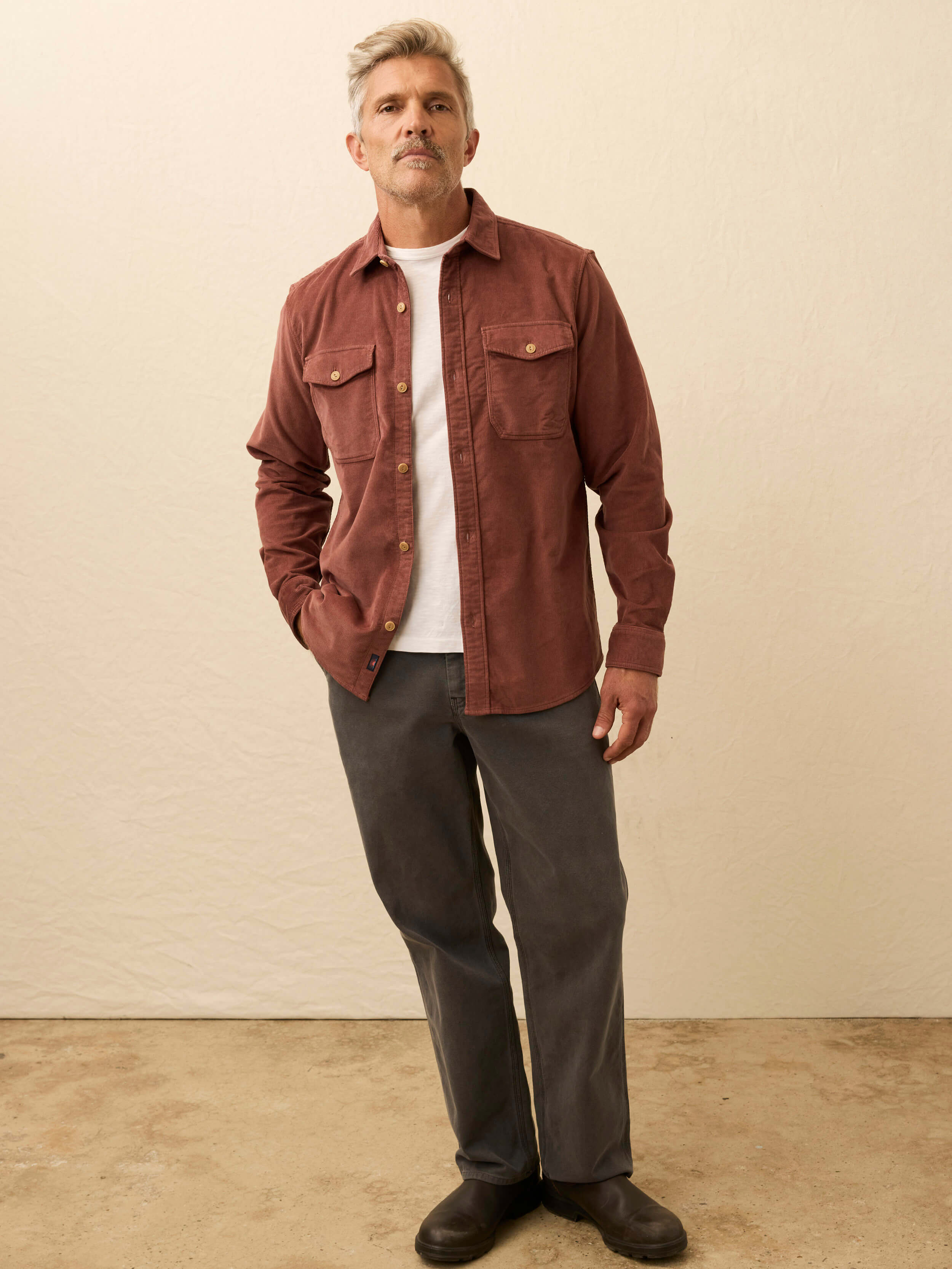 Stretch Terry Corduroy Workshirt - Chestnut Ridge | Faherty Brand