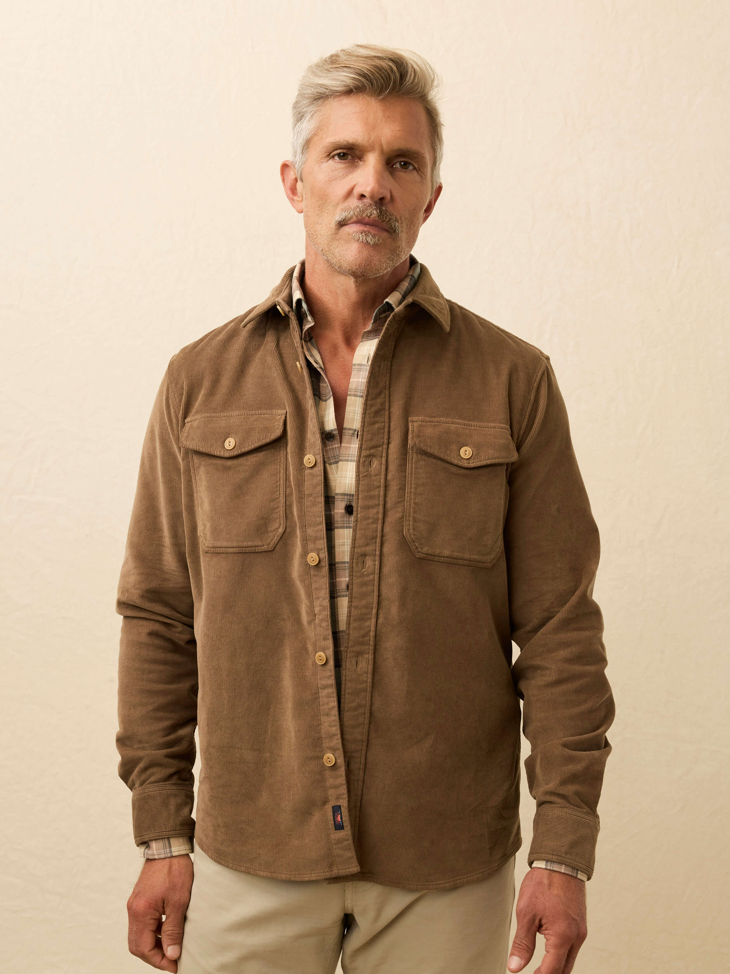 Stretch Terry Corduroy Workshirt - Timber | Faherty Brand