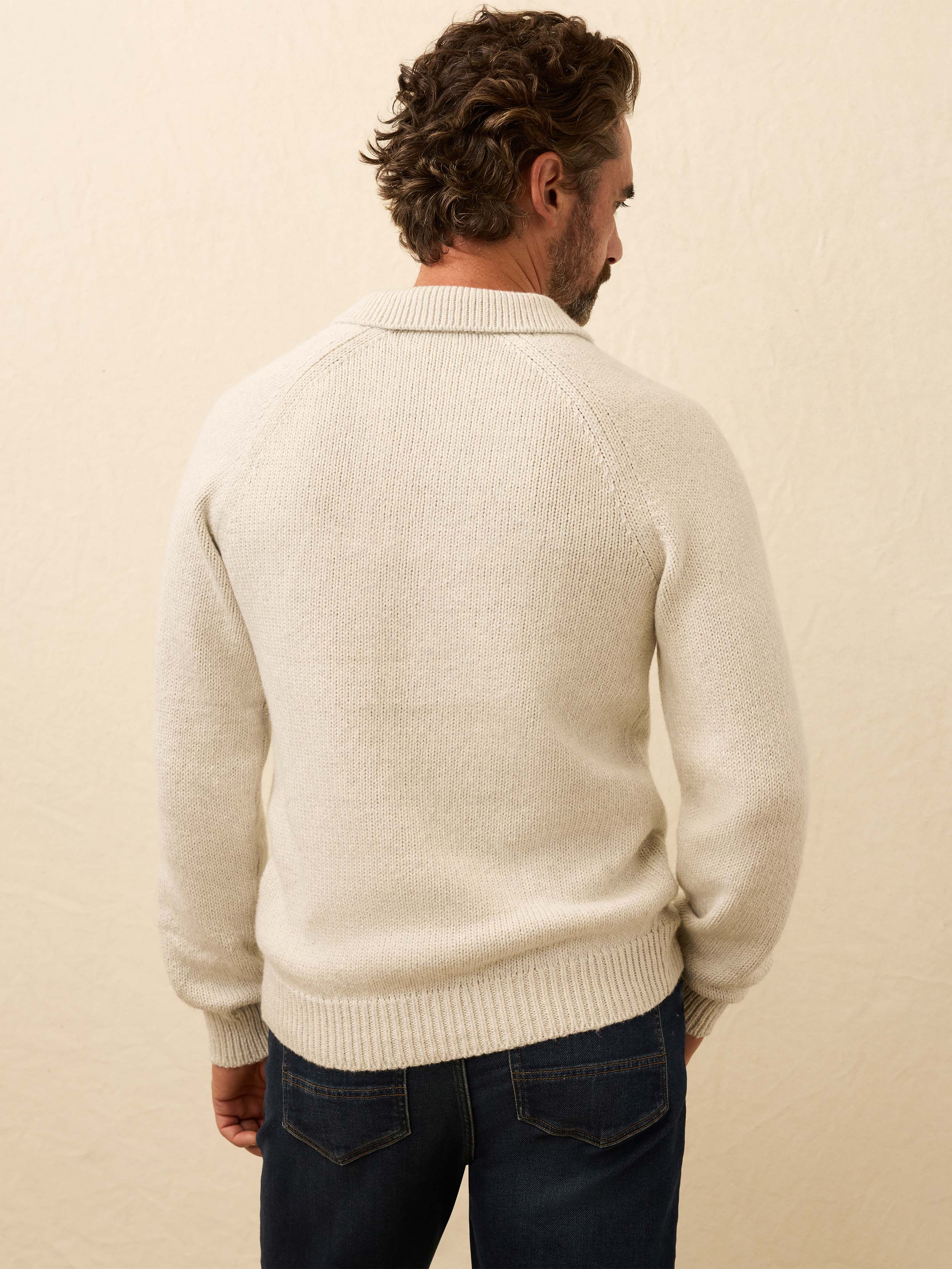Heirloom Long-Sleeve Sweater Polo - Heather Grey | Faherty Brand