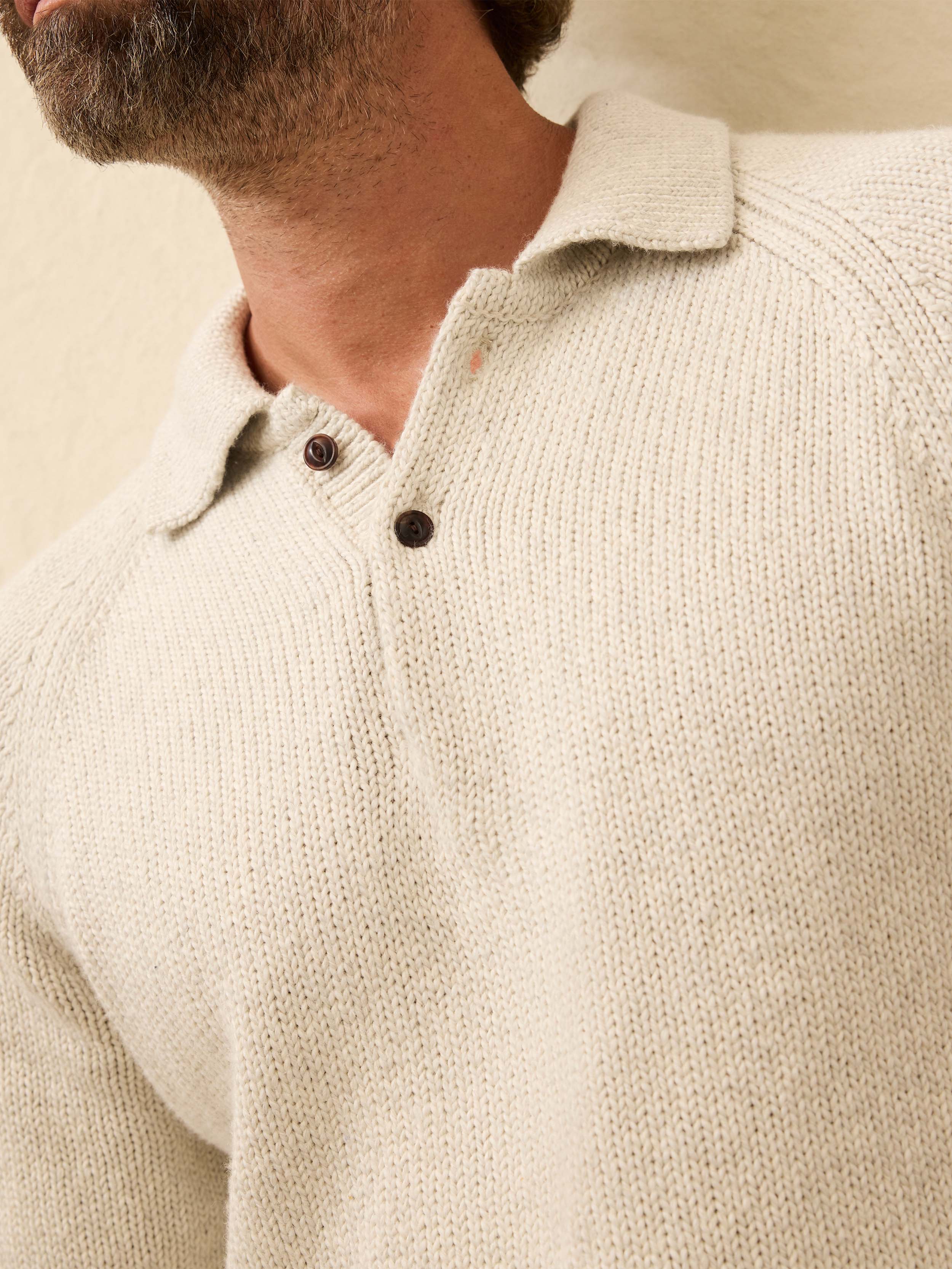 Heirloom Long-Sleeve Sweater Polo - Heather Grey | Faherty Brand
