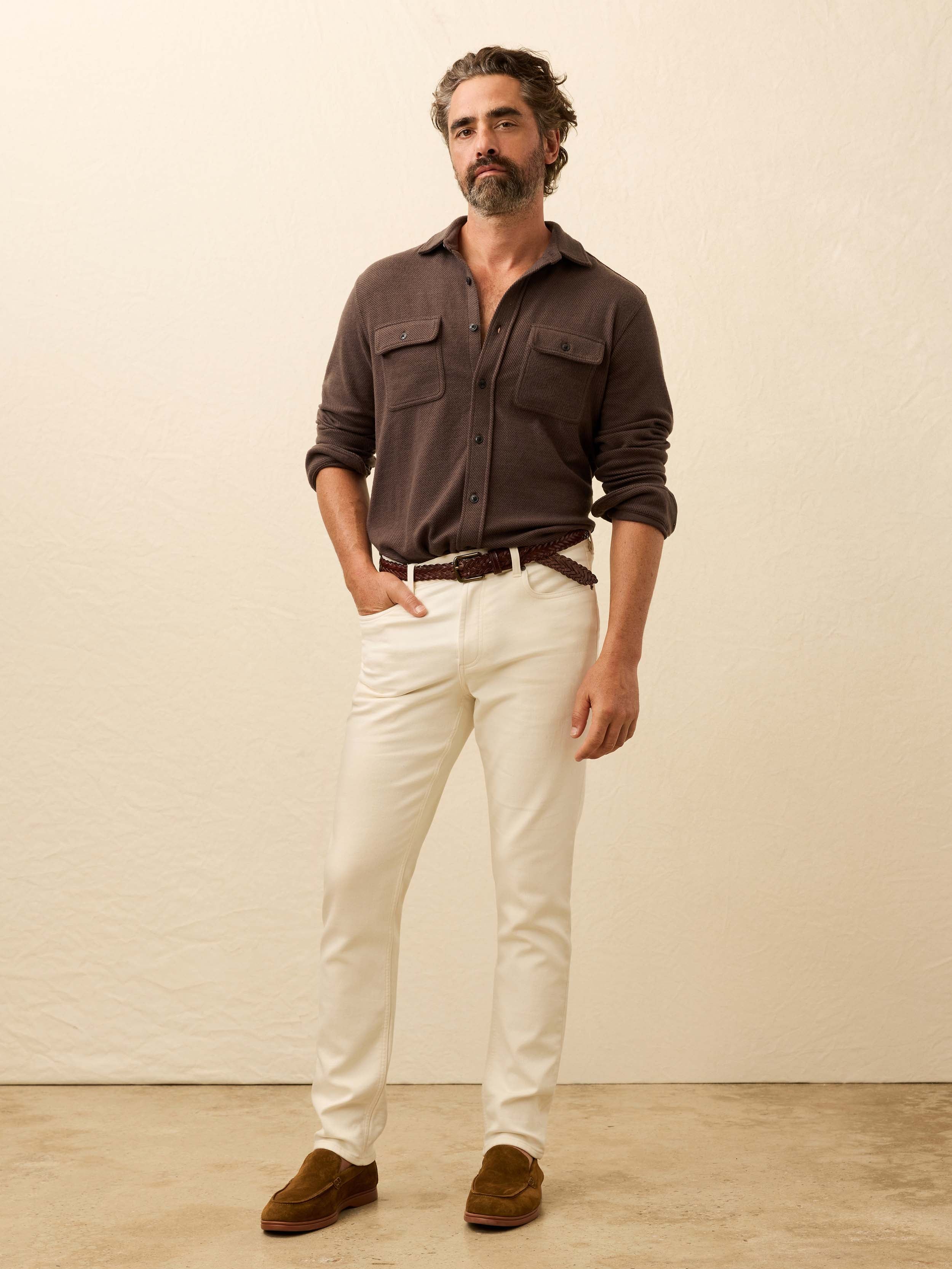 Stretch Terry 5-Pocket Pant - Egret | Faherty Brand