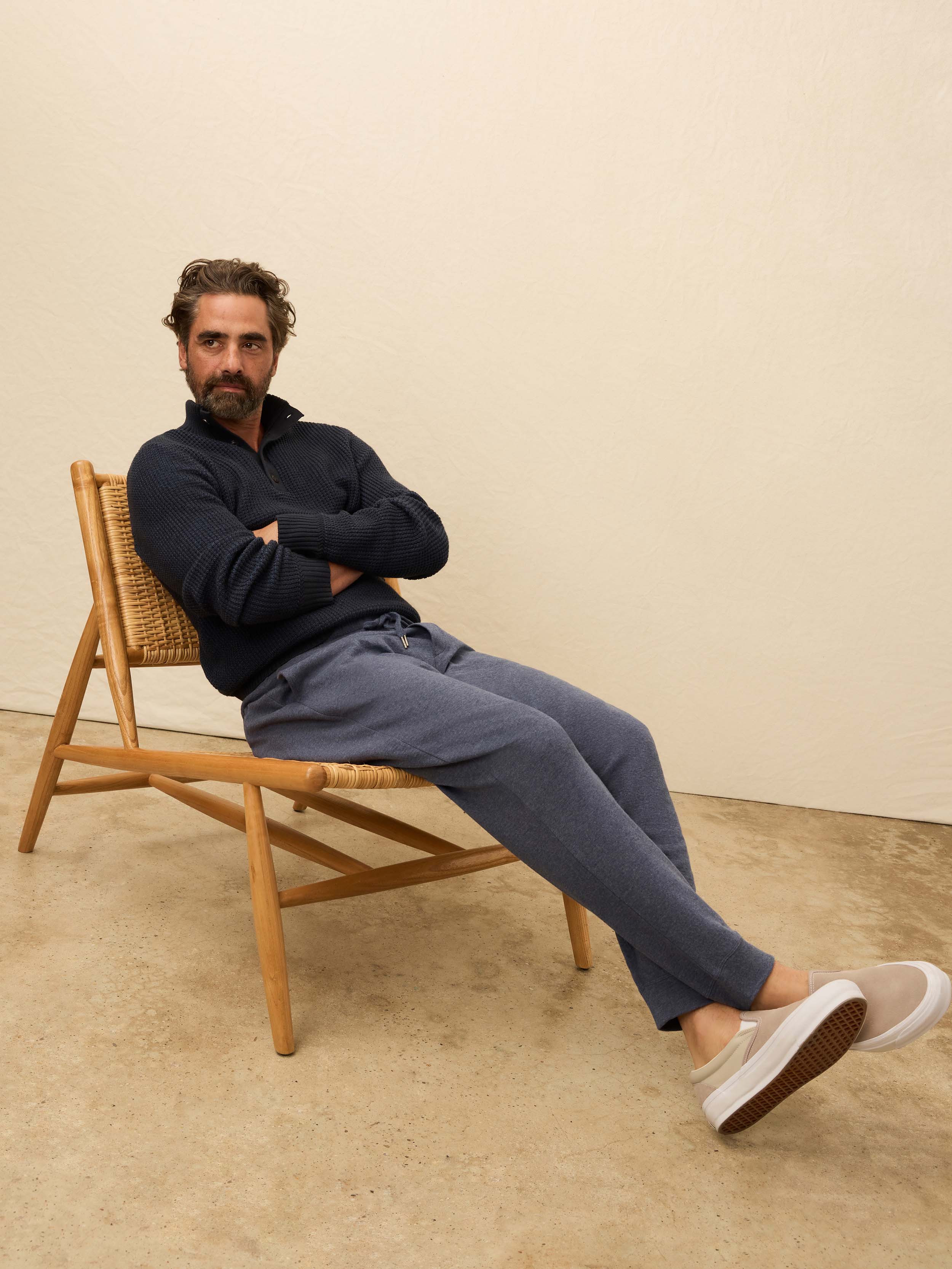 Aspen Lounge Cashmere Sweatpant - Night Ocean Melange | Faherty Brand
