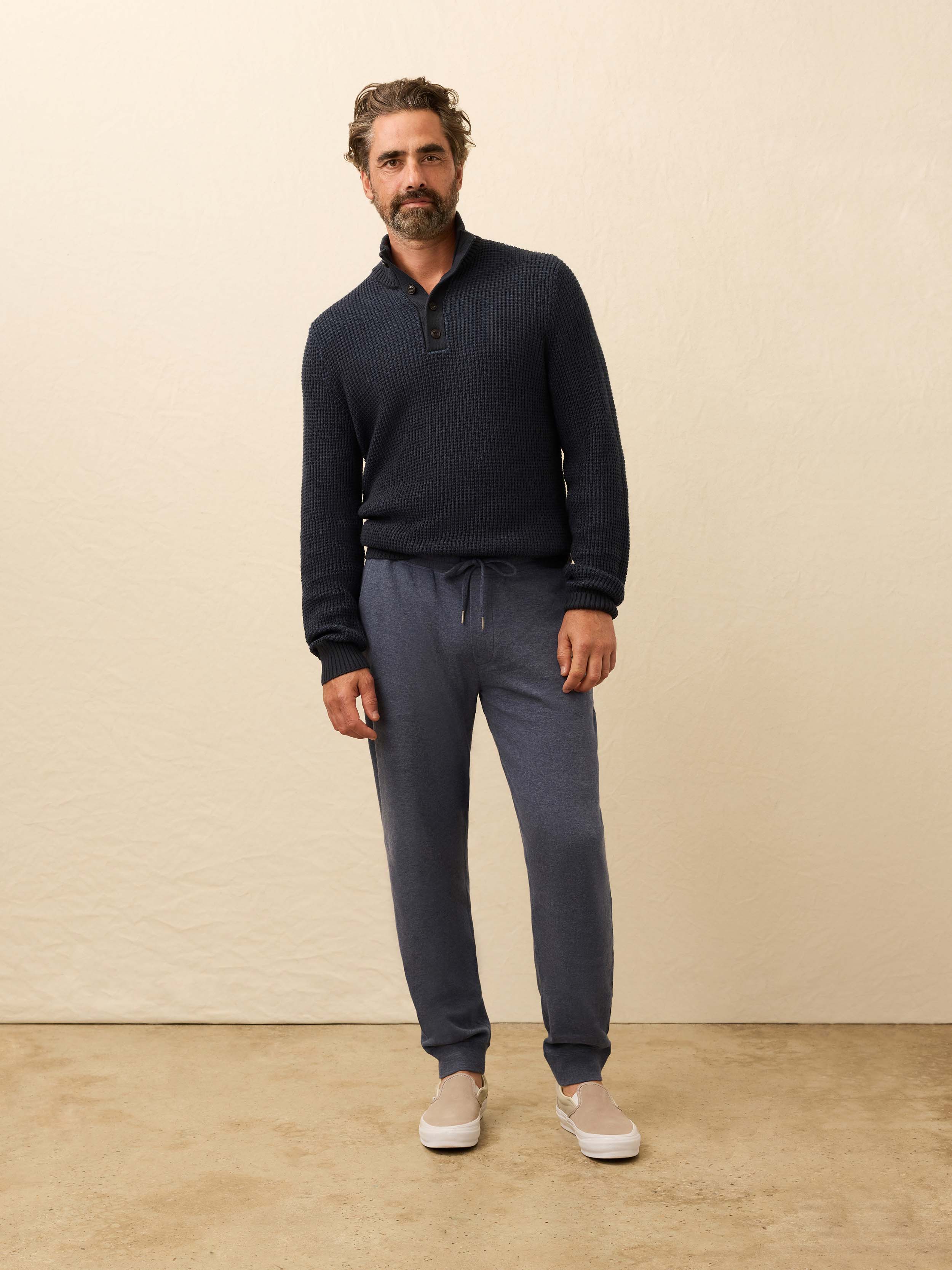 Aspen Lounge Cashmere Sweatpant - Night Ocean Melange | Faherty Brand