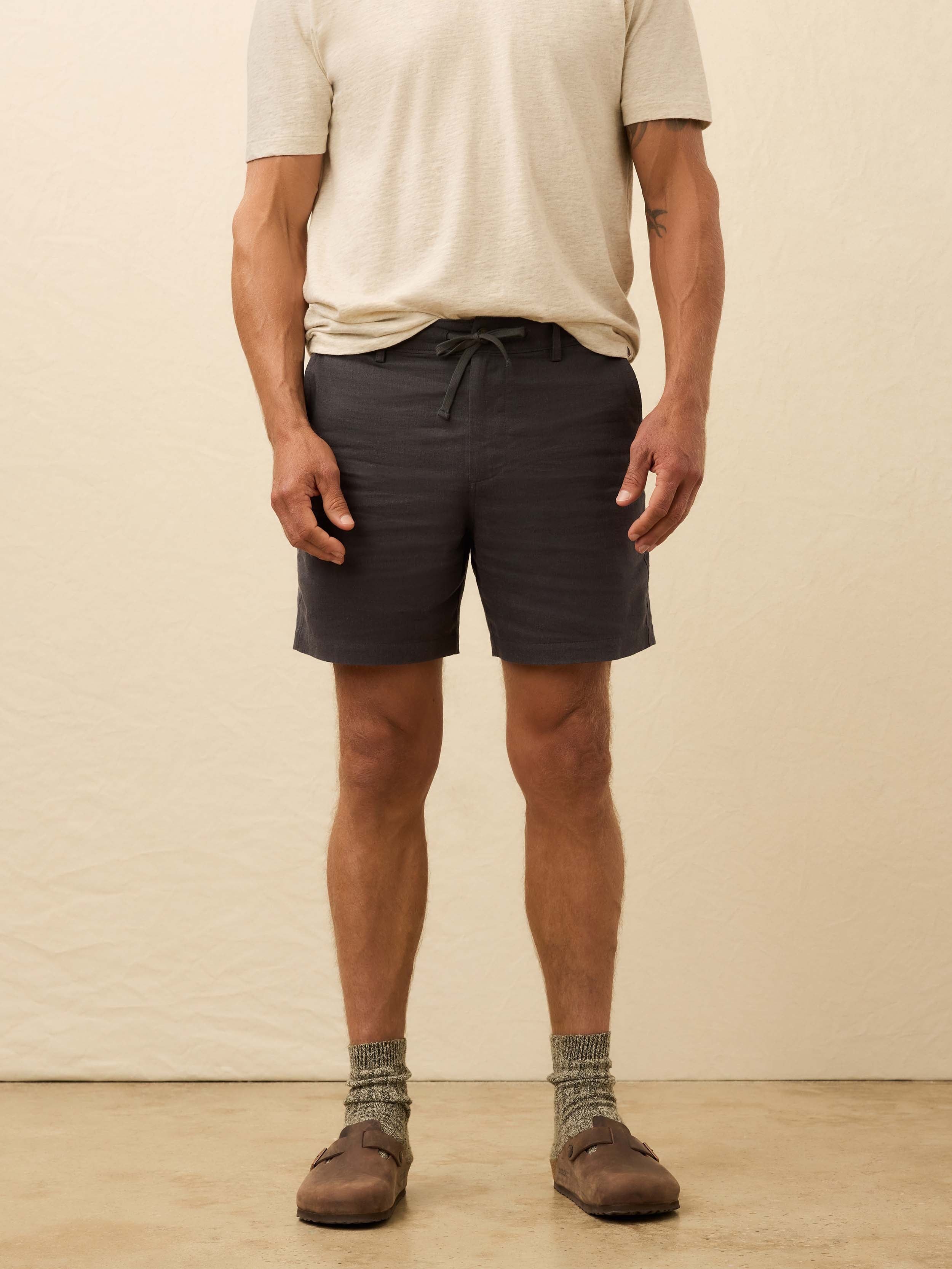 Movement™ Linen Drawstring Short - Washed Black | Faherty Brand
